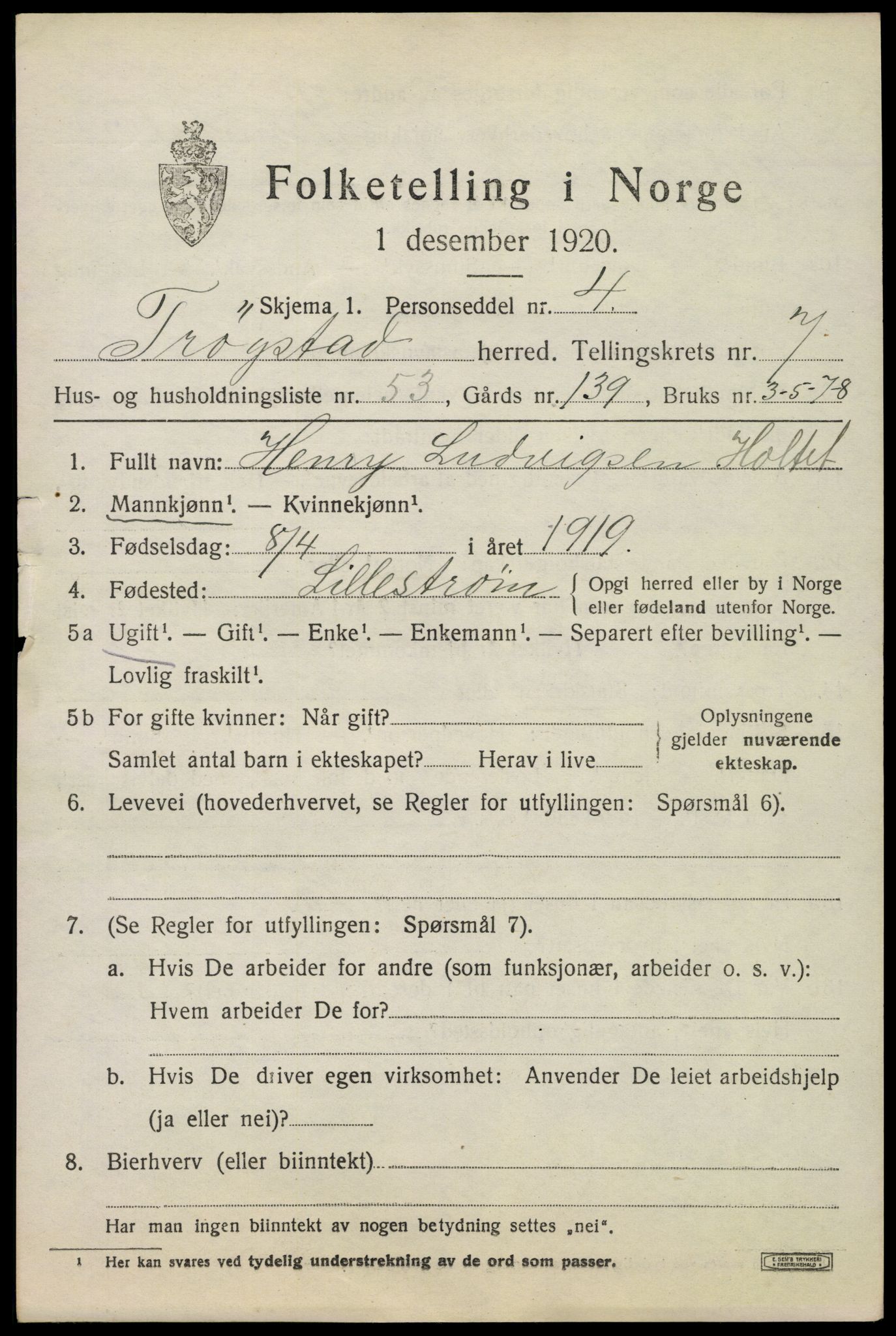 SAO, 1920 census for Trøgstad, 1920, p. 8118