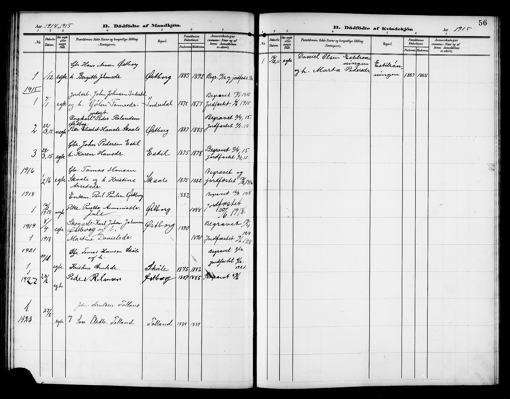 Ministerialprotokoller, klokkerbøker og fødselsregistre - Nord-Trøndelag, AV/SAT-A-1458/757/L0506: Parish register (copy) no. 757C01, 1904-1922, p. 56