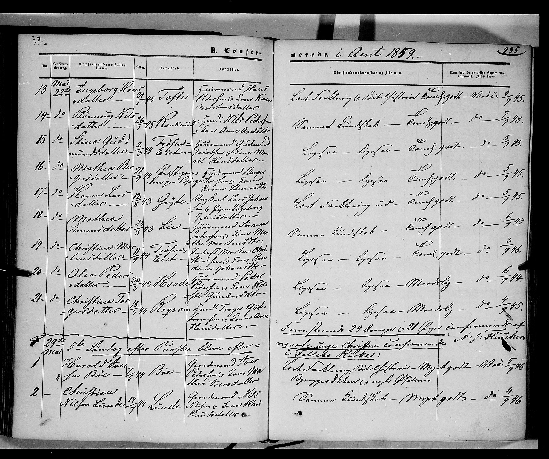 Gausdal prestekontor, SAH/PREST-090/H/Ha/Haa/L0008: Parish register (official) no. 8, 1850-1861, p. 235