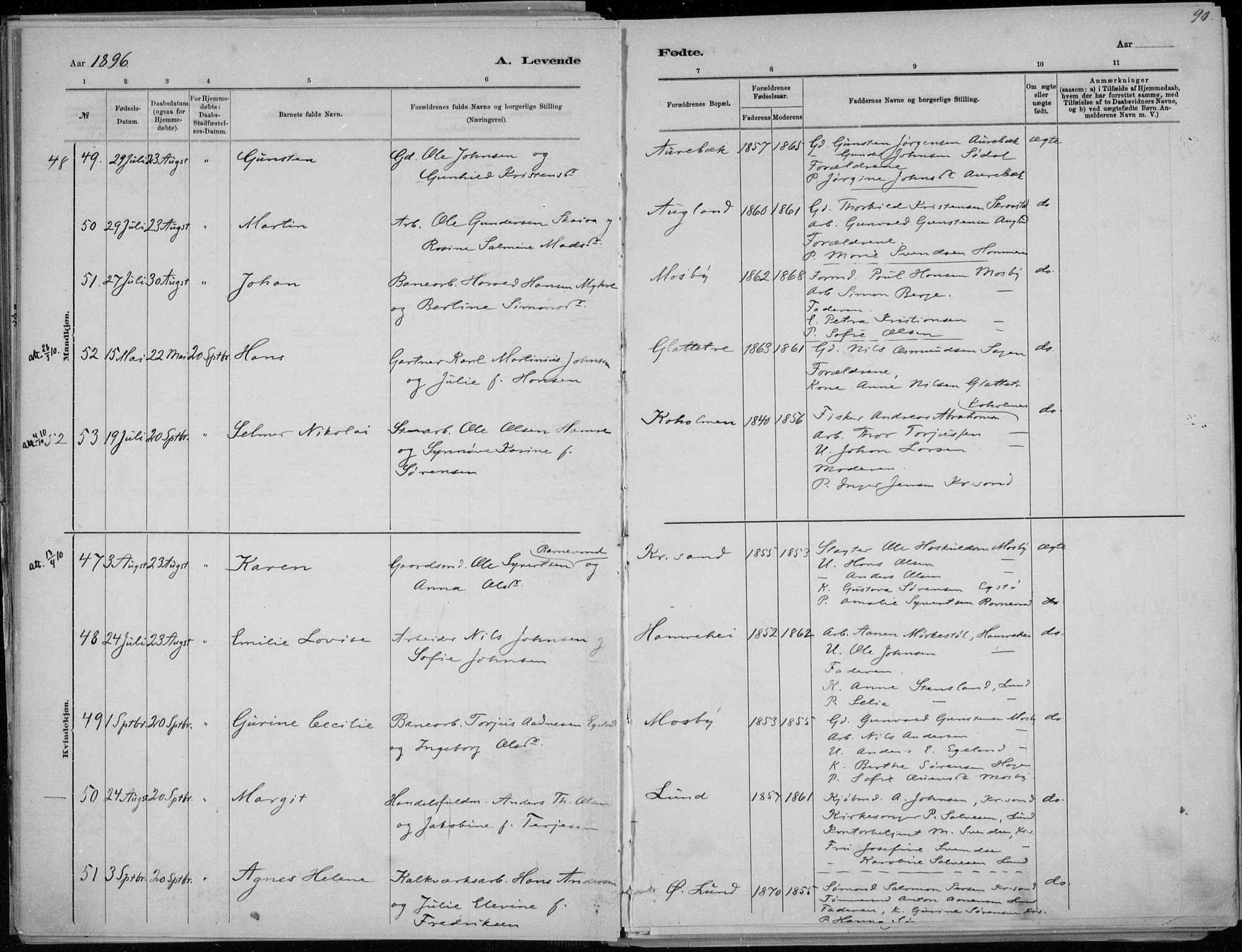 Oddernes sokneprestkontor, AV/SAK-1111-0033/F/Fa/Faa/L0009: Parish register (official) no. A 9, 1884-1896, p. 90