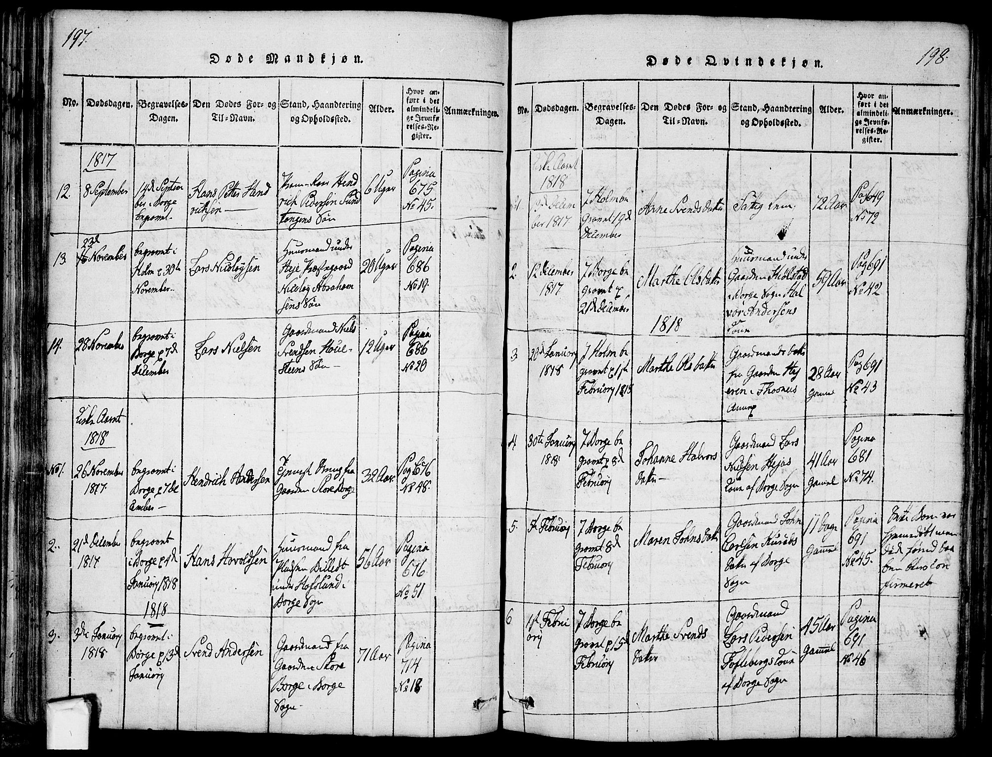 Borge prestekontor Kirkebøker, AV/SAO-A-10903/F/Fa/L0003: Parish register (official) no. I 3, 1815-1836, p. 197-198