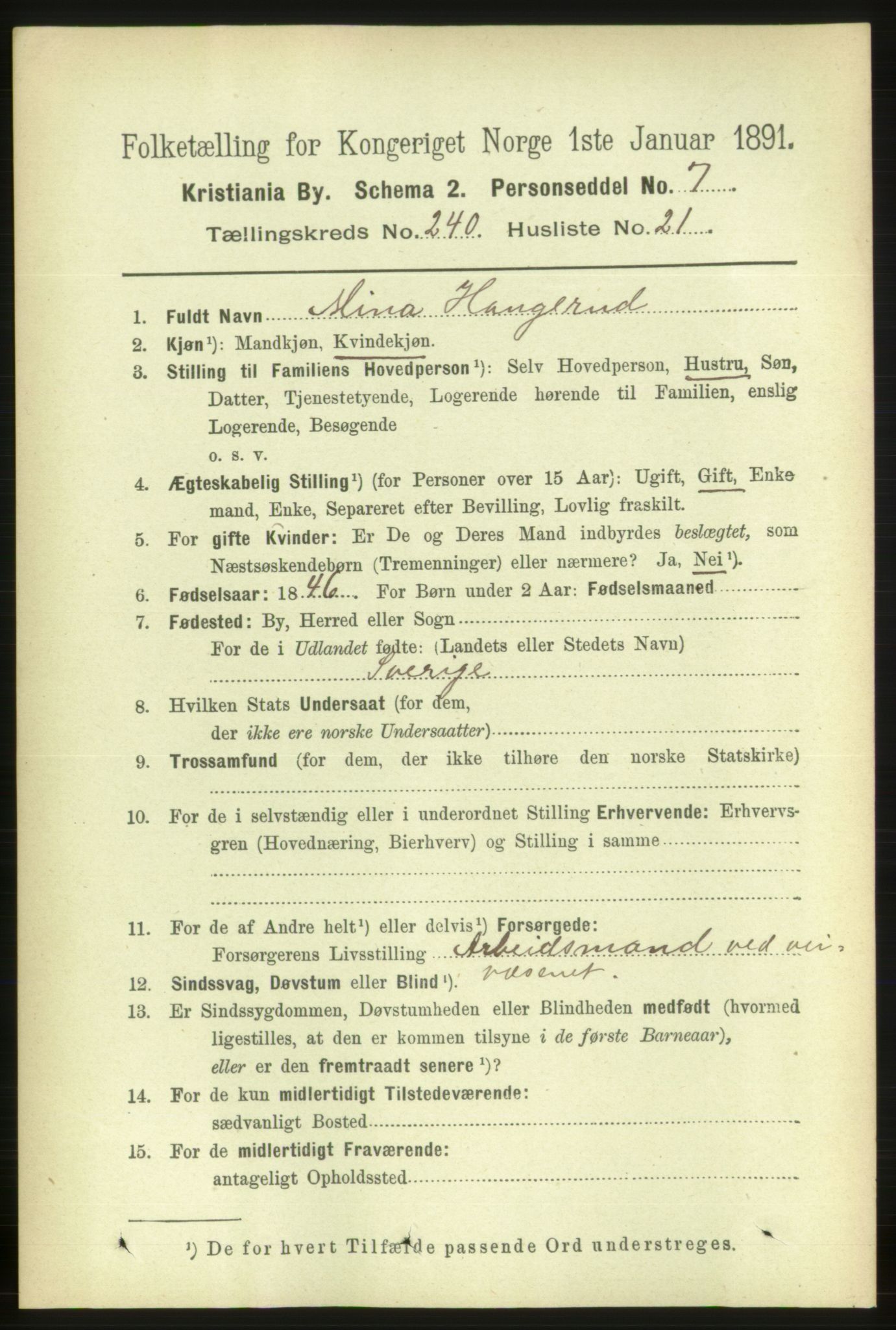 RA, 1891 census for 0301 Kristiania, 1891, p. 146250