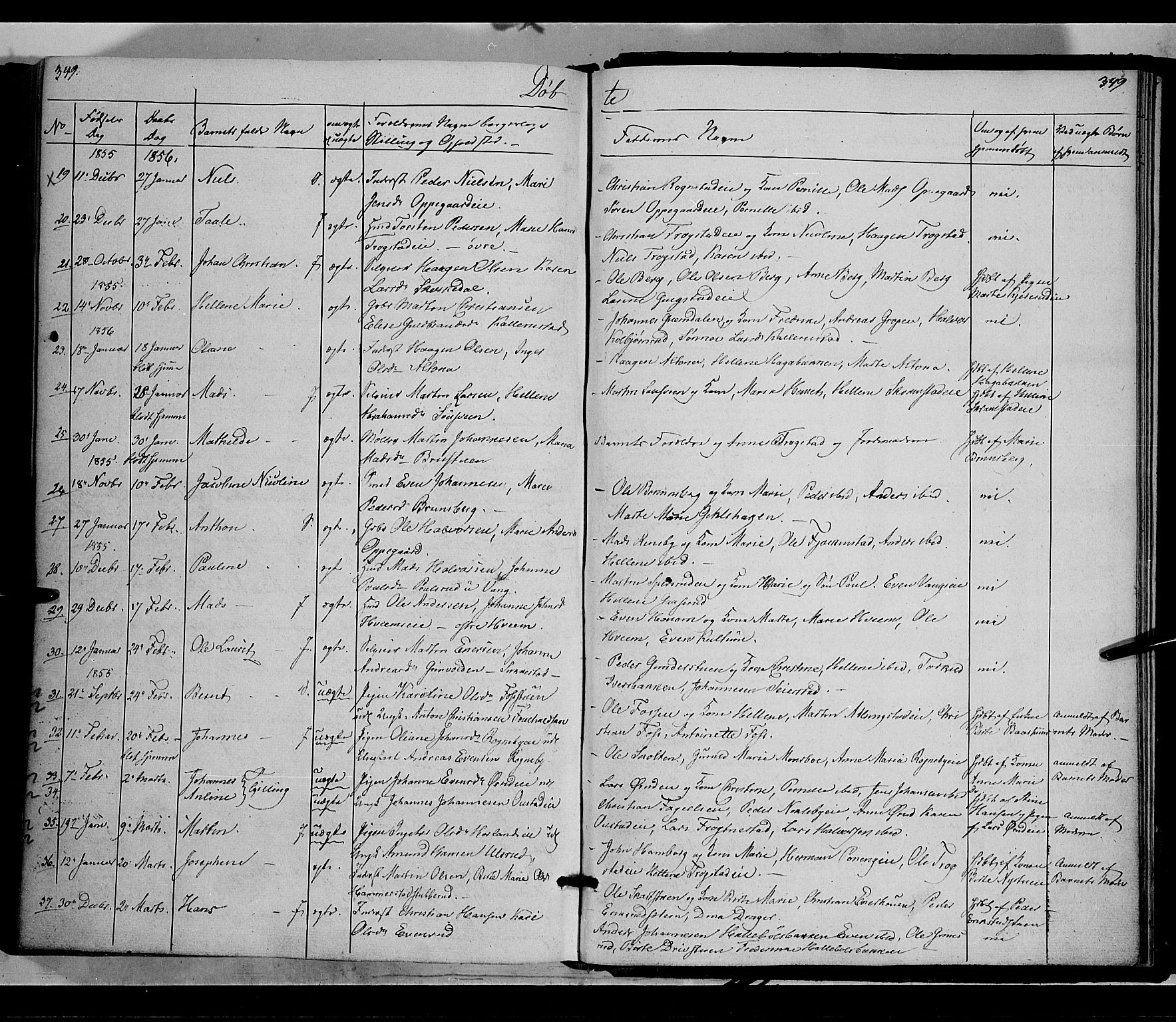 Østre Toten prestekontor, SAH/PREST-104/H/Ha/Haa/L0003: Parish register (official) no. 3, 1848-1856, p. 349