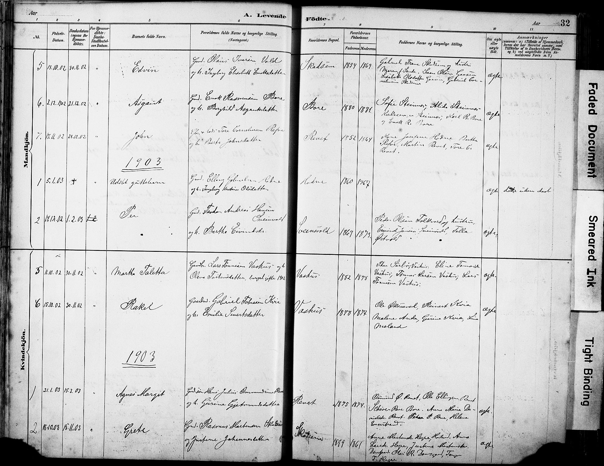 Klepp sokneprestkontor, SAST/A-101803/001/3/30BA/L0008: Parish register (official) no. A 9, 1886-1919, p. 32