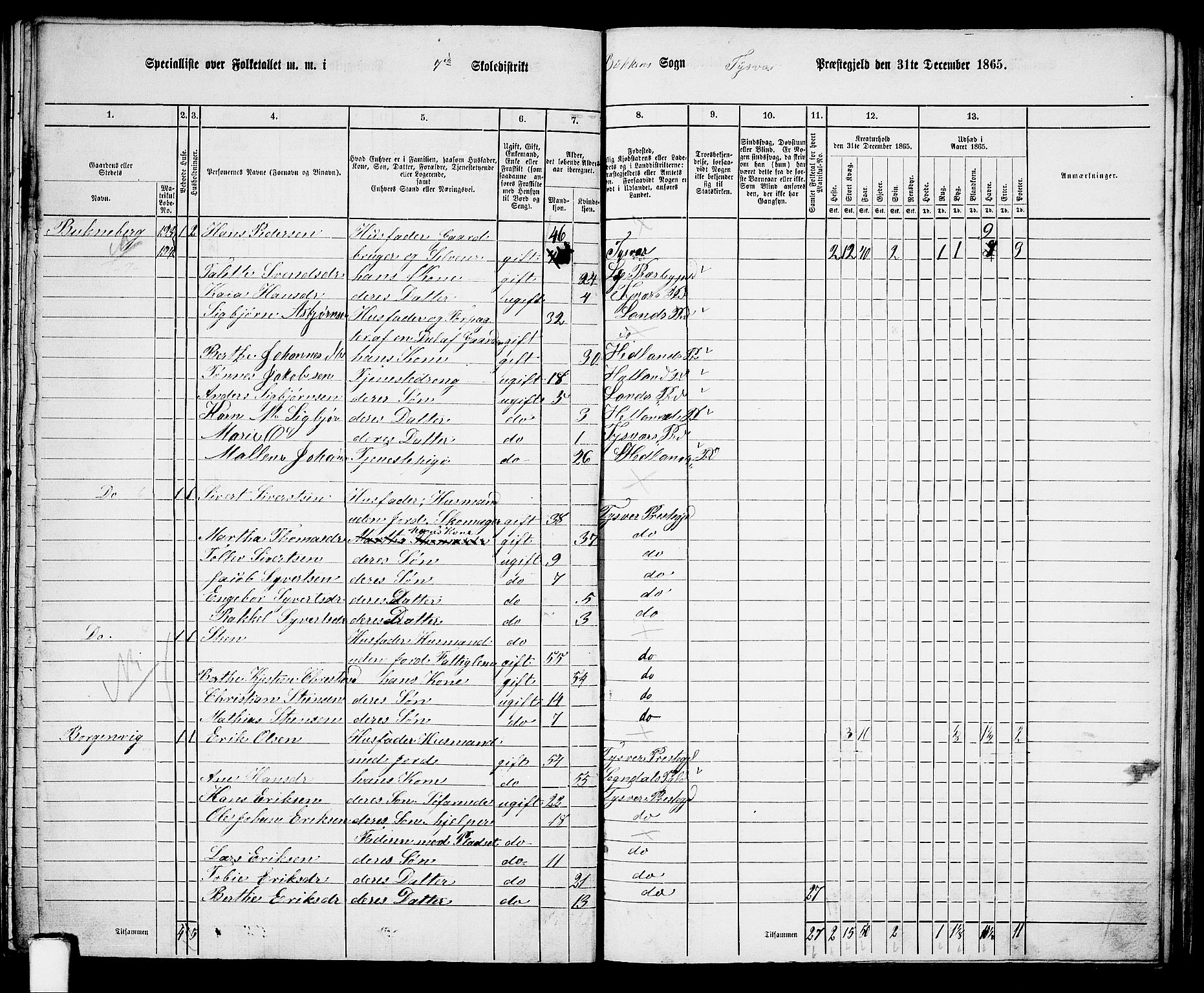 RA, 1865 census for Tysvær, 1865, p. 104