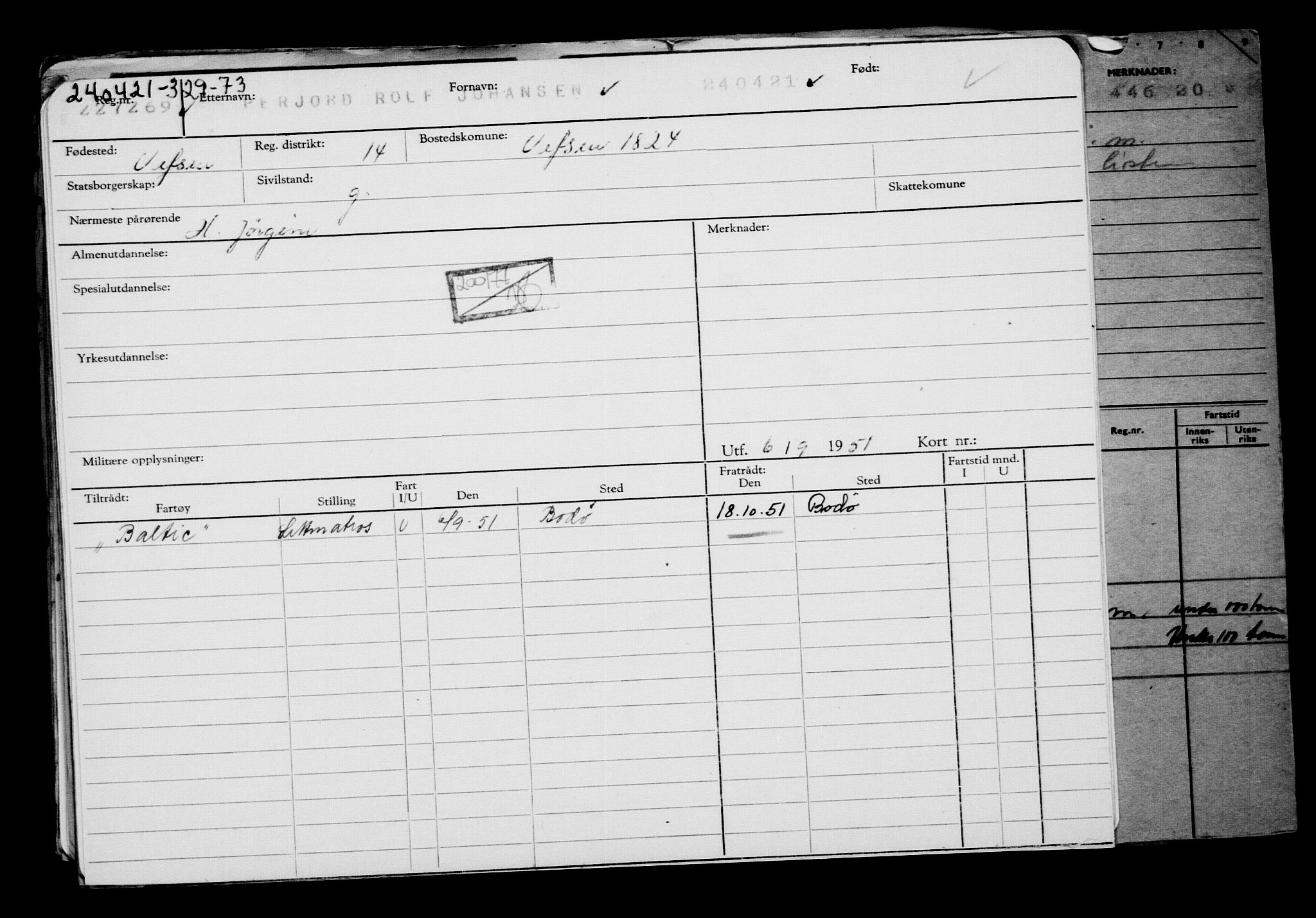 Direktoratet for sjømenn, AV/RA-S-3545/G/Gb/L0192: Hovedkort, 1921, p. 707