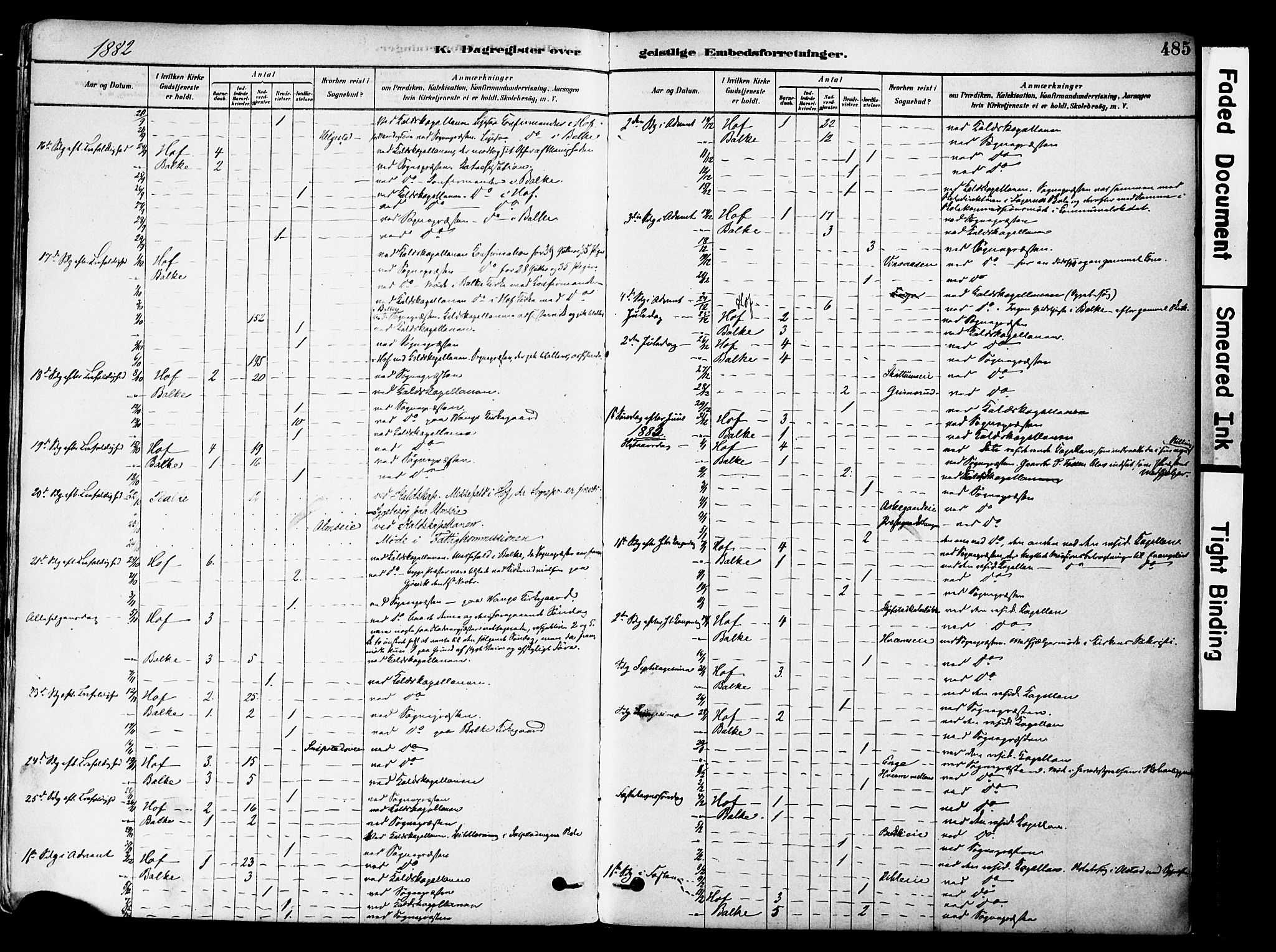 Østre Toten prestekontor, SAH/PREST-104/H/Ha/Haa/L0006: Parish register (official) no. 6 /1, 1878-1896, p. 485