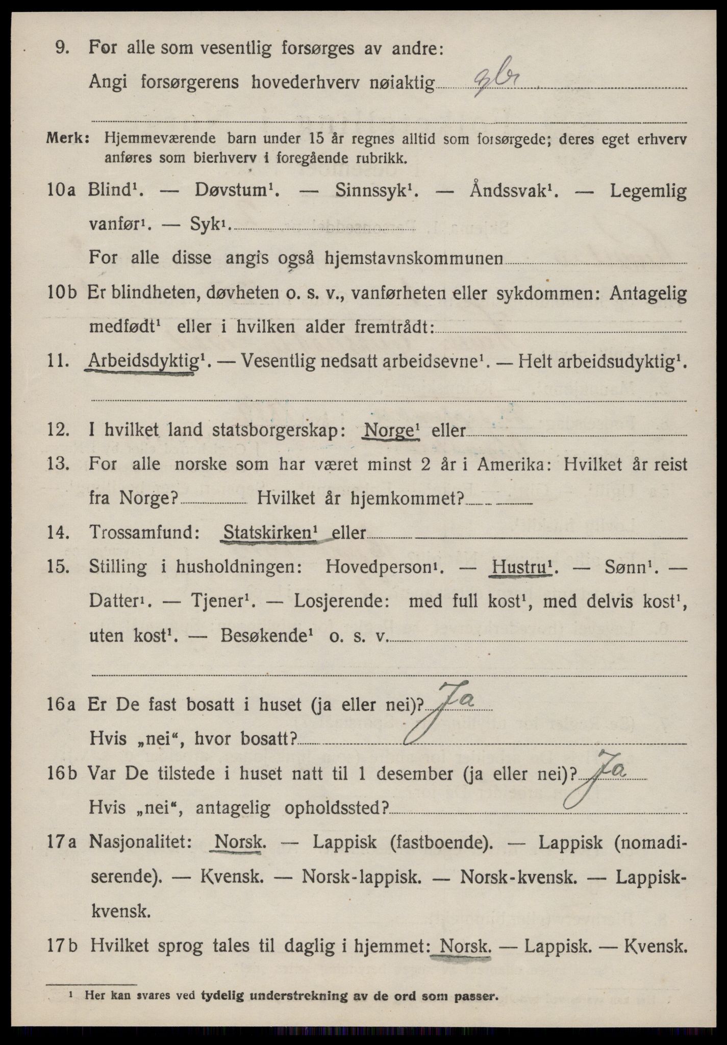 SAT, 1920 census for Rennebu, 1920, p. 5237