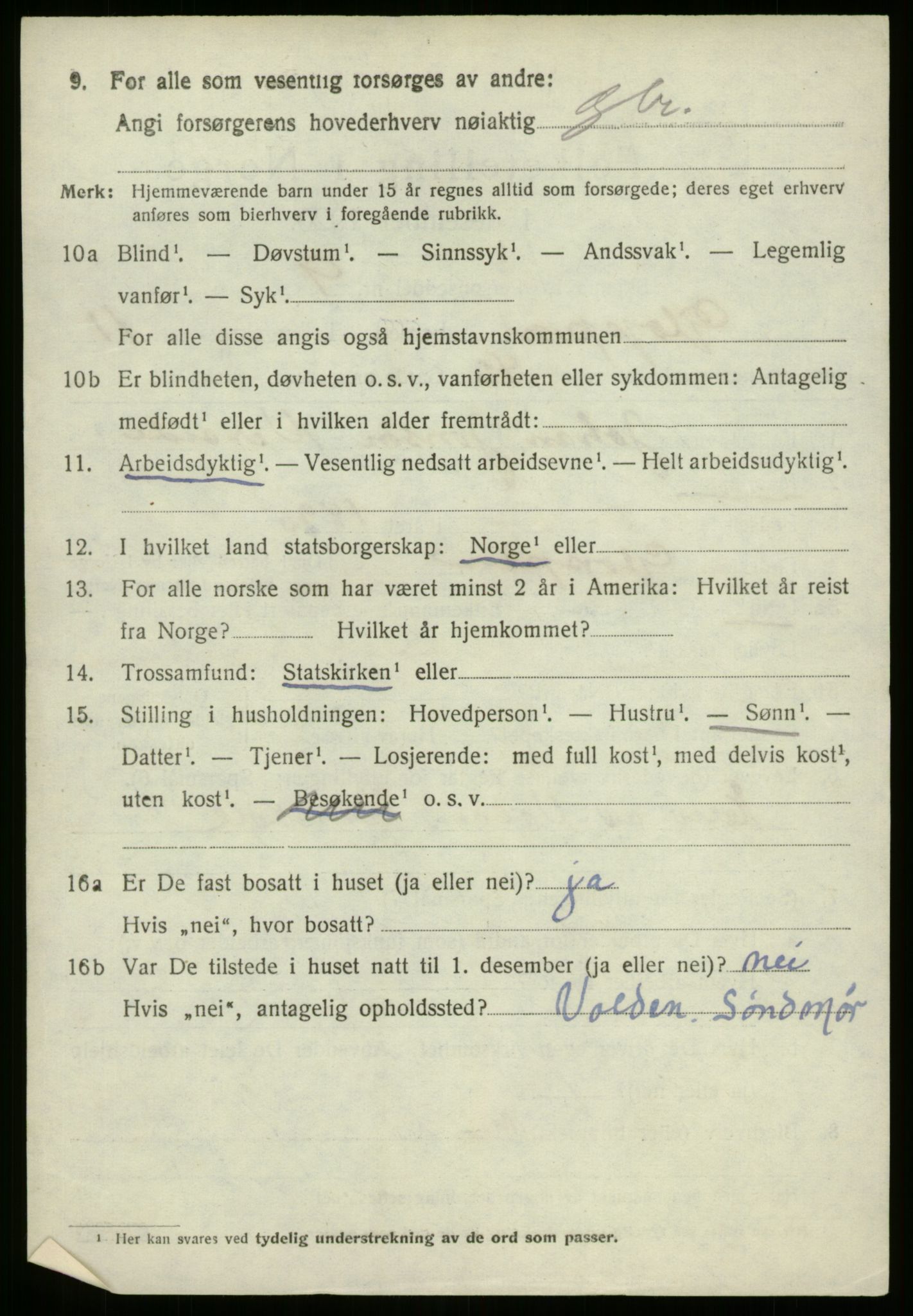 SAB, 1920 census for Gloppen, 1920, p. 6067