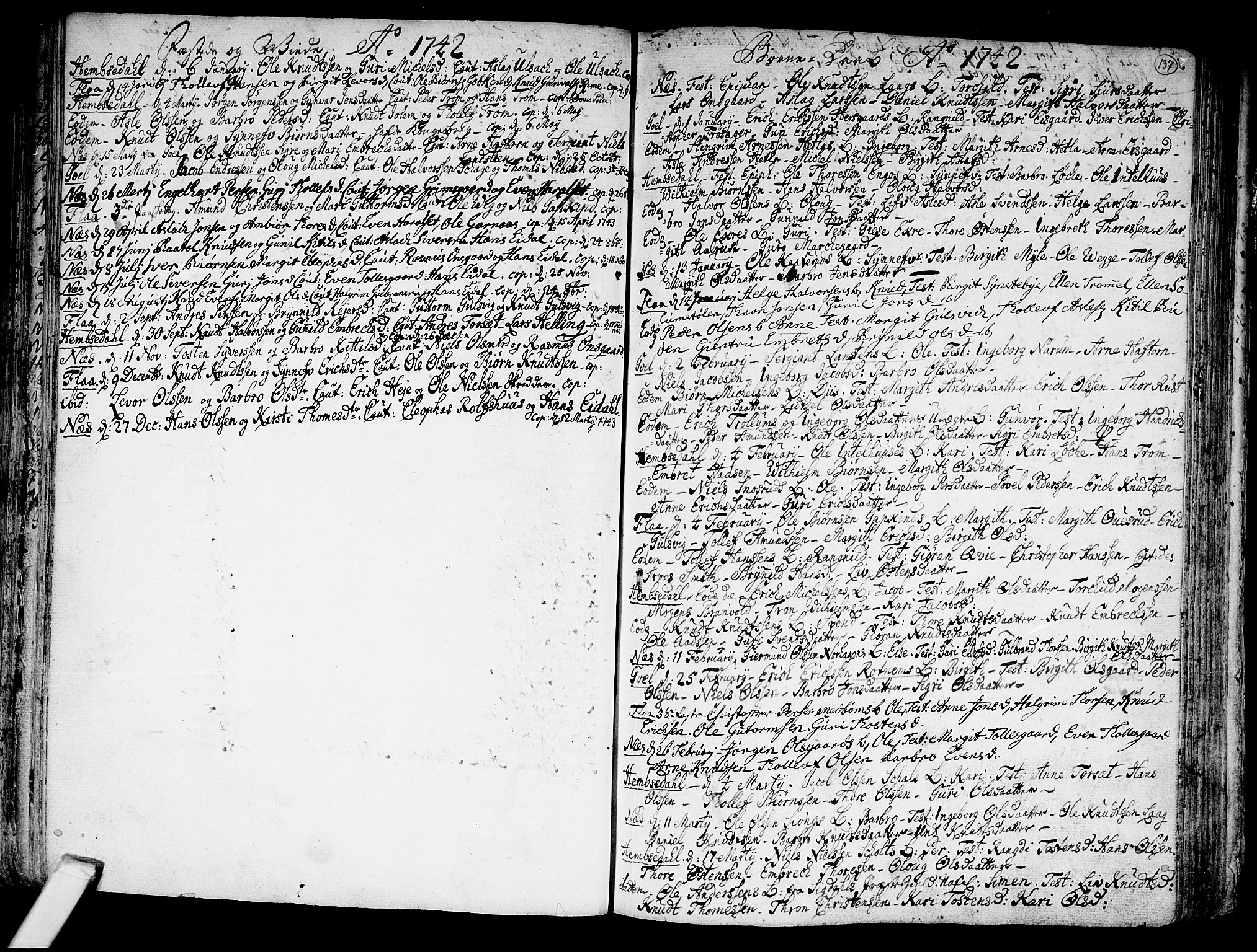 Nes kirkebøker, AV/SAKO-A-236/F/Fa/L0002: Parish register (official) no. 2, 1707-1759, p. 137