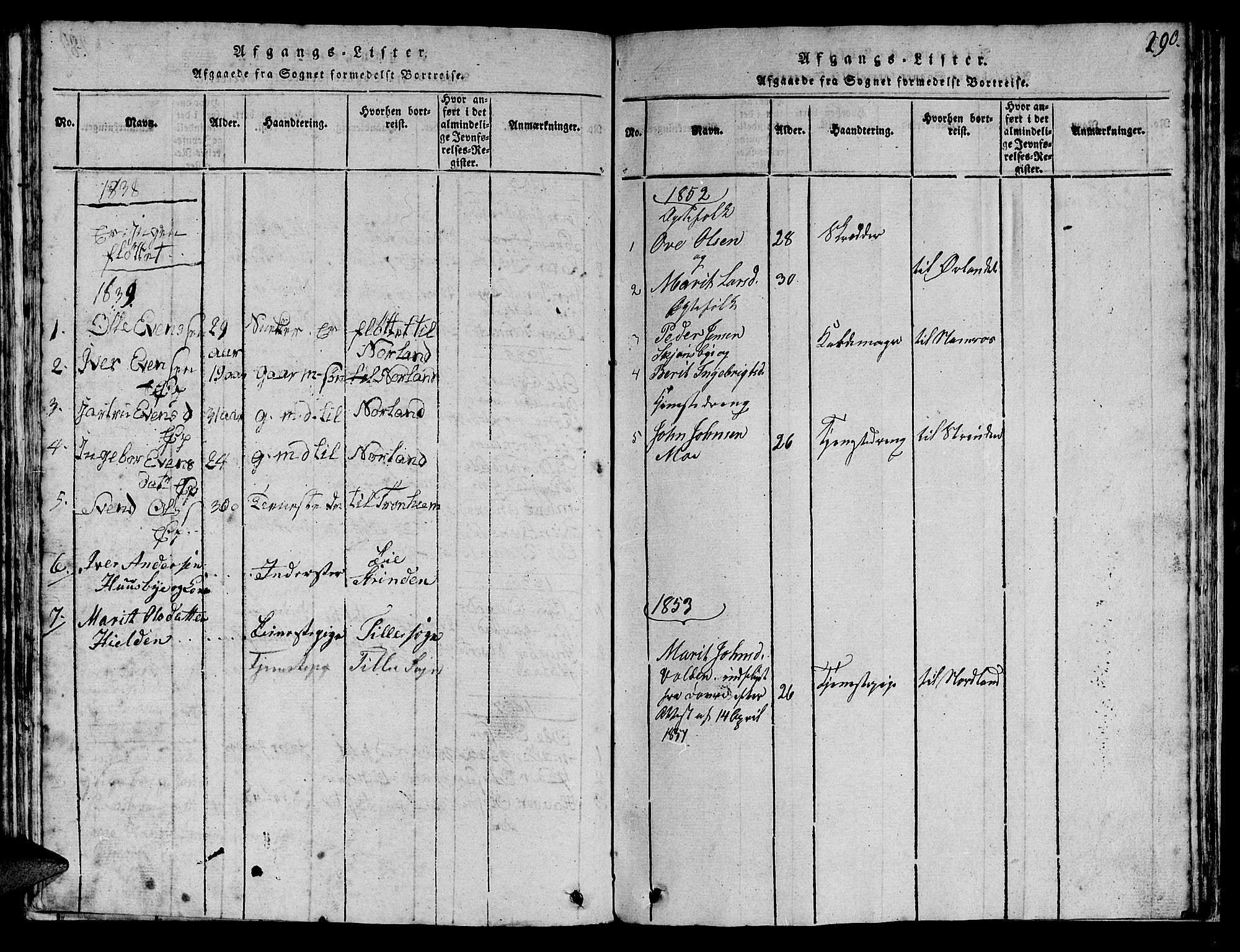 Ministerialprotokoller, klokkerbøker og fødselsregistre - Sør-Trøndelag, AV/SAT-A-1456/613/L0393: Parish register (copy) no. 613C01, 1816-1886, p. 290