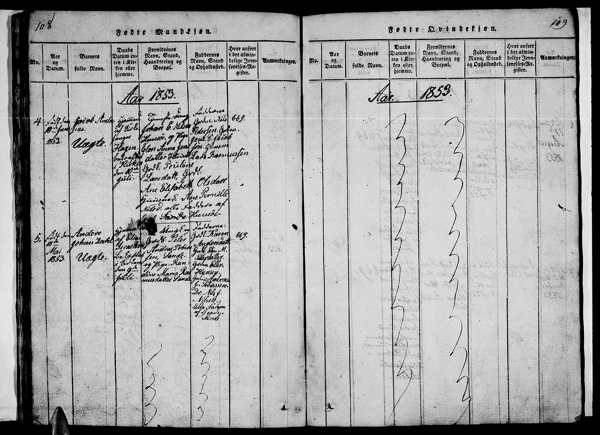 Ministerialprotokoller, klokkerbøker og fødselsregistre - Nordland, AV/SAT-A-1459/840/L0581: Parish register (copy) no. 840C01, 1820-1873, p. 108-109