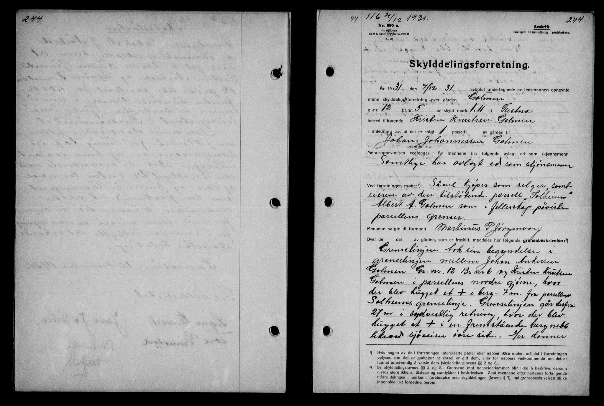 Nordmøre sorenskriveri, AV/SAT-A-4132/1/2/2Ca: Mortgage book no. 64, 1931-1932, Deed date: 21.12.1931