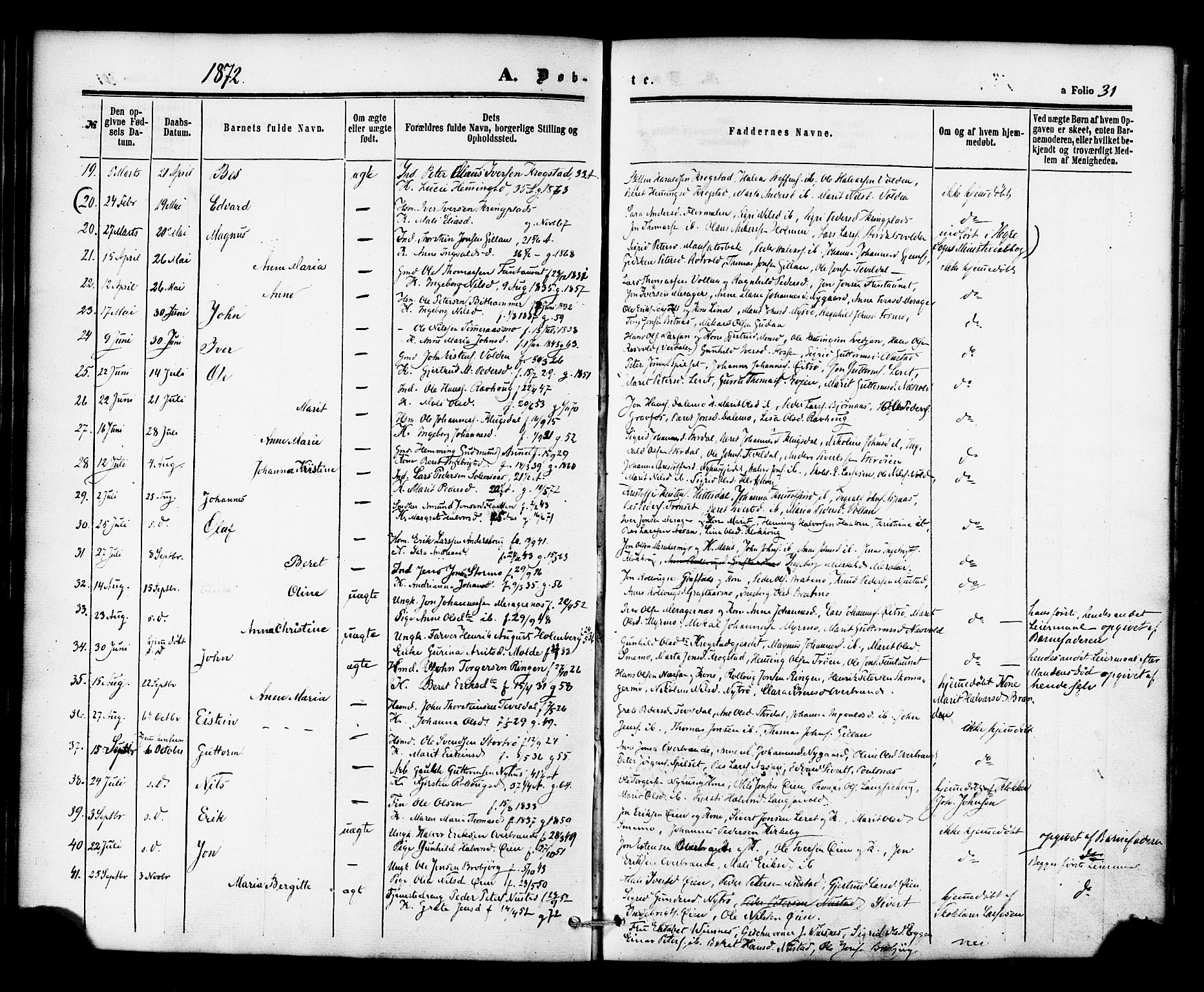 Ministerialprotokoller, klokkerbøker og fødselsregistre - Nord-Trøndelag, SAT/A-1458/706/L0041: Parish register (official) no. 706A02, 1862-1877, p. 31