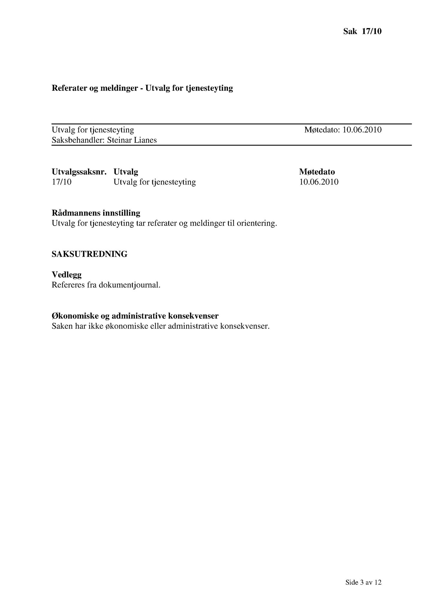 Klæbu Kommune, TRKO/KK/14-UTY/L003: Utvalg for tjenesteyting - Møtedokumenter, 2010, p. 57