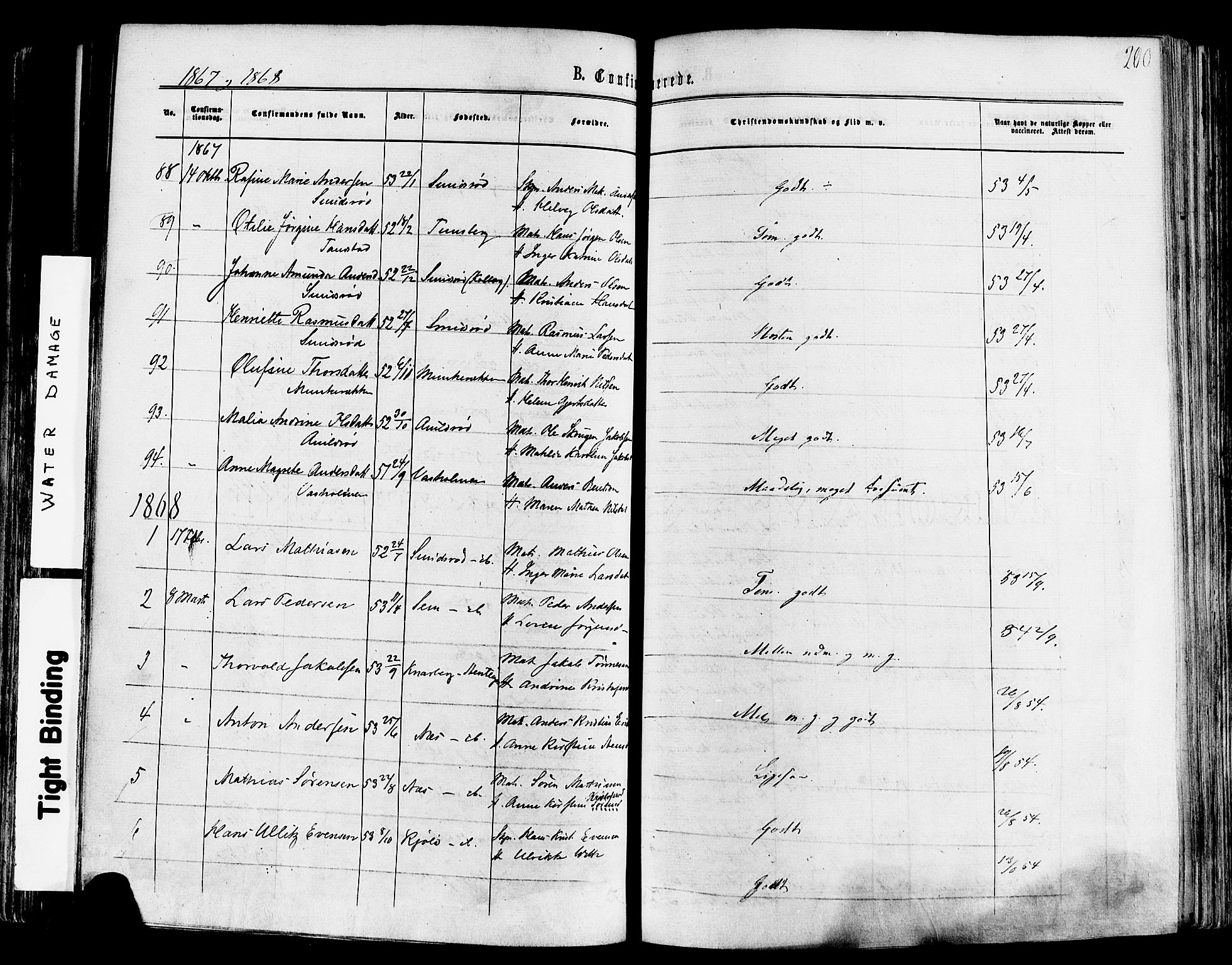 Nøtterøy kirkebøker, AV/SAKO-A-354/F/Fa/L0007: Parish register (official) no. I 7, 1865-1877, p. 200