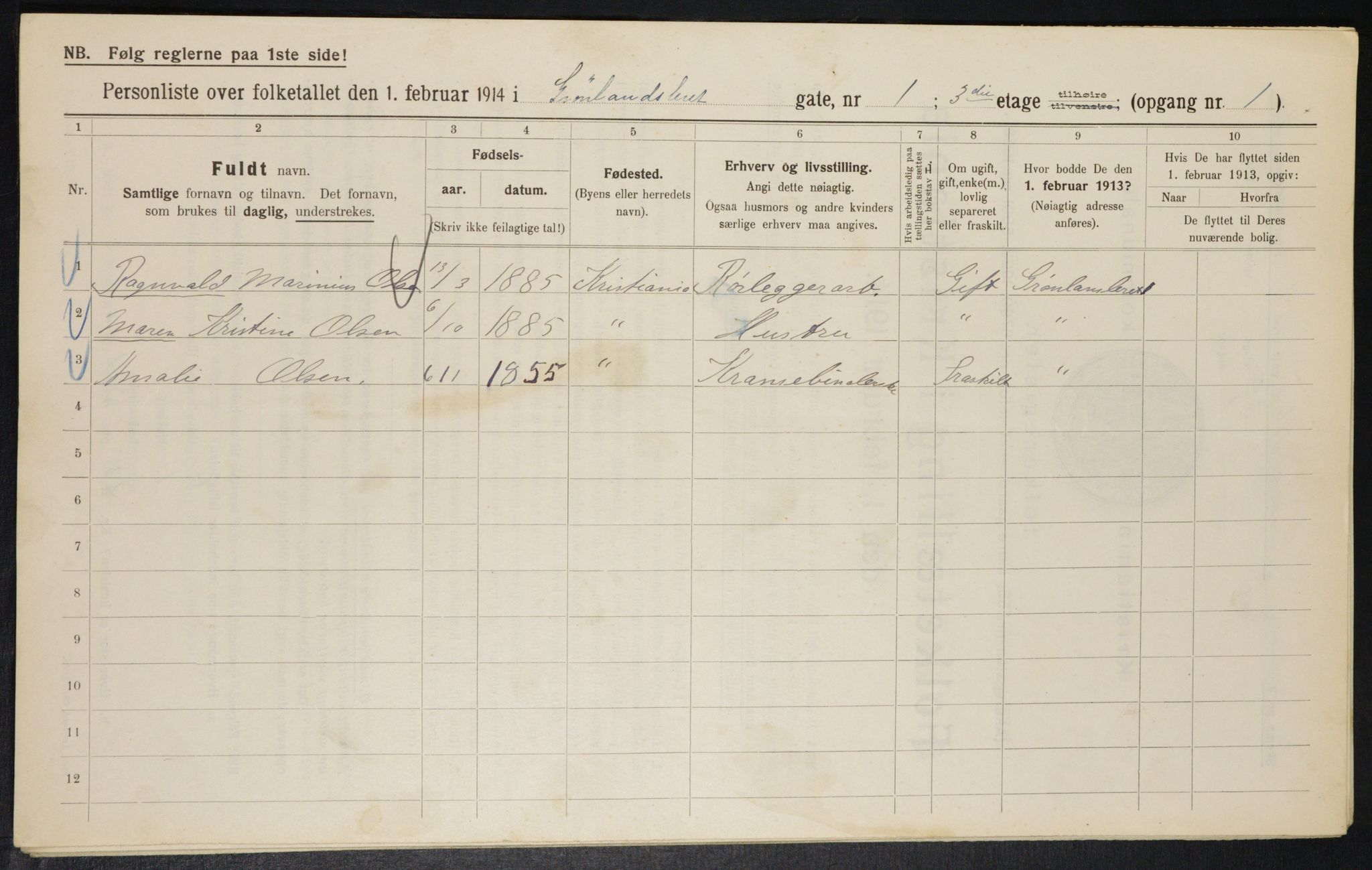 OBA, Municipal Census 1914 for Kristiania, 1914, p. 31671