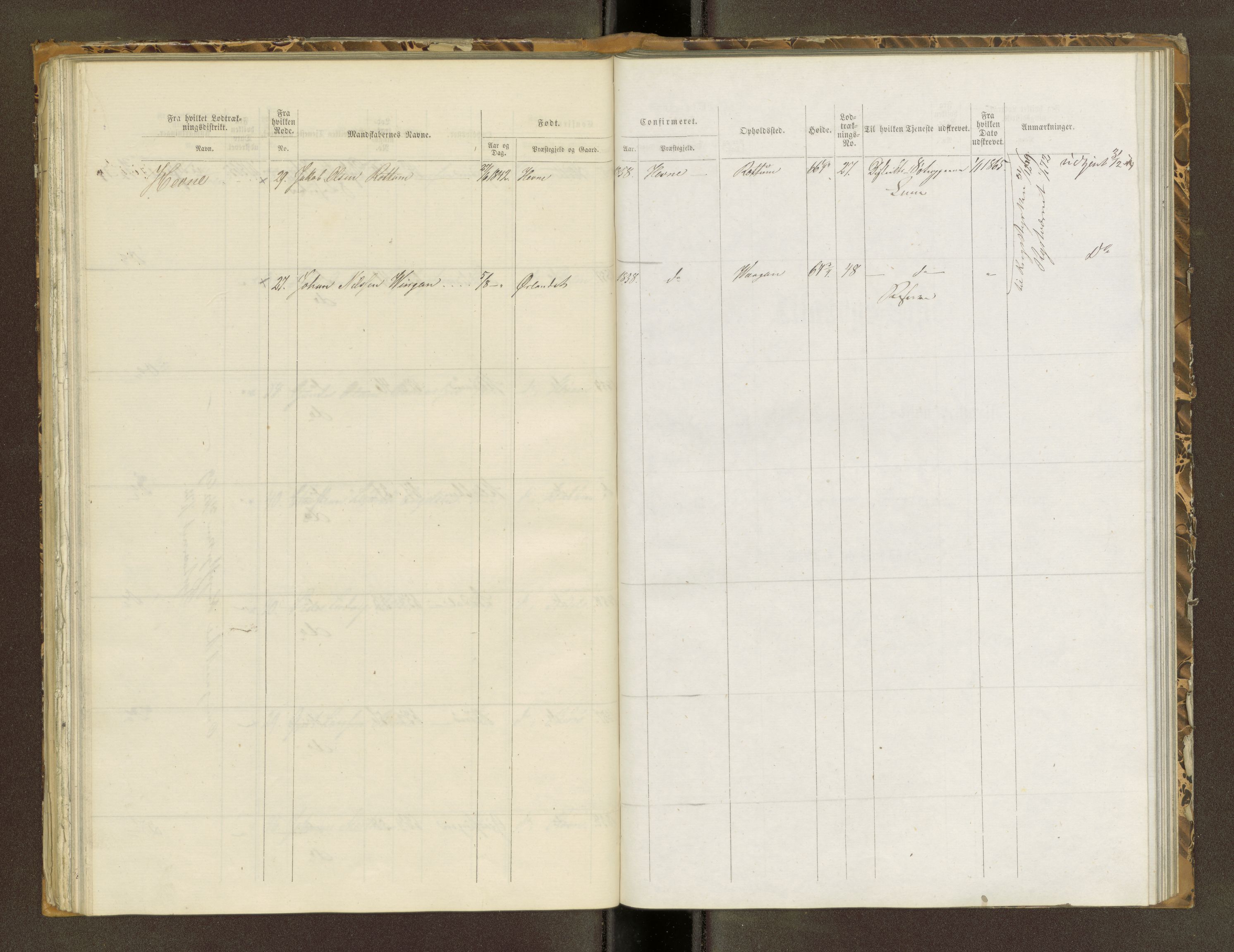 Sjøinnrulleringen - Trondhjemske distrikt, SAT/A-5121/01/L0320: Rulle over kystværnet og reserver for sjøtroppene i søndre og norder Trondhjem amter, 1861-1868