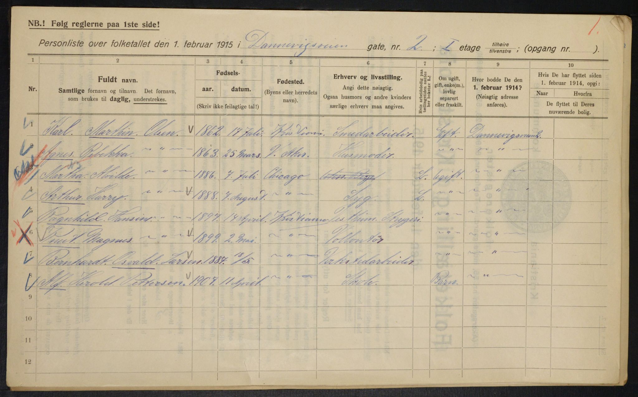 OBA, Municipal Census 1915 for Kristiania, 1915, p. 15049