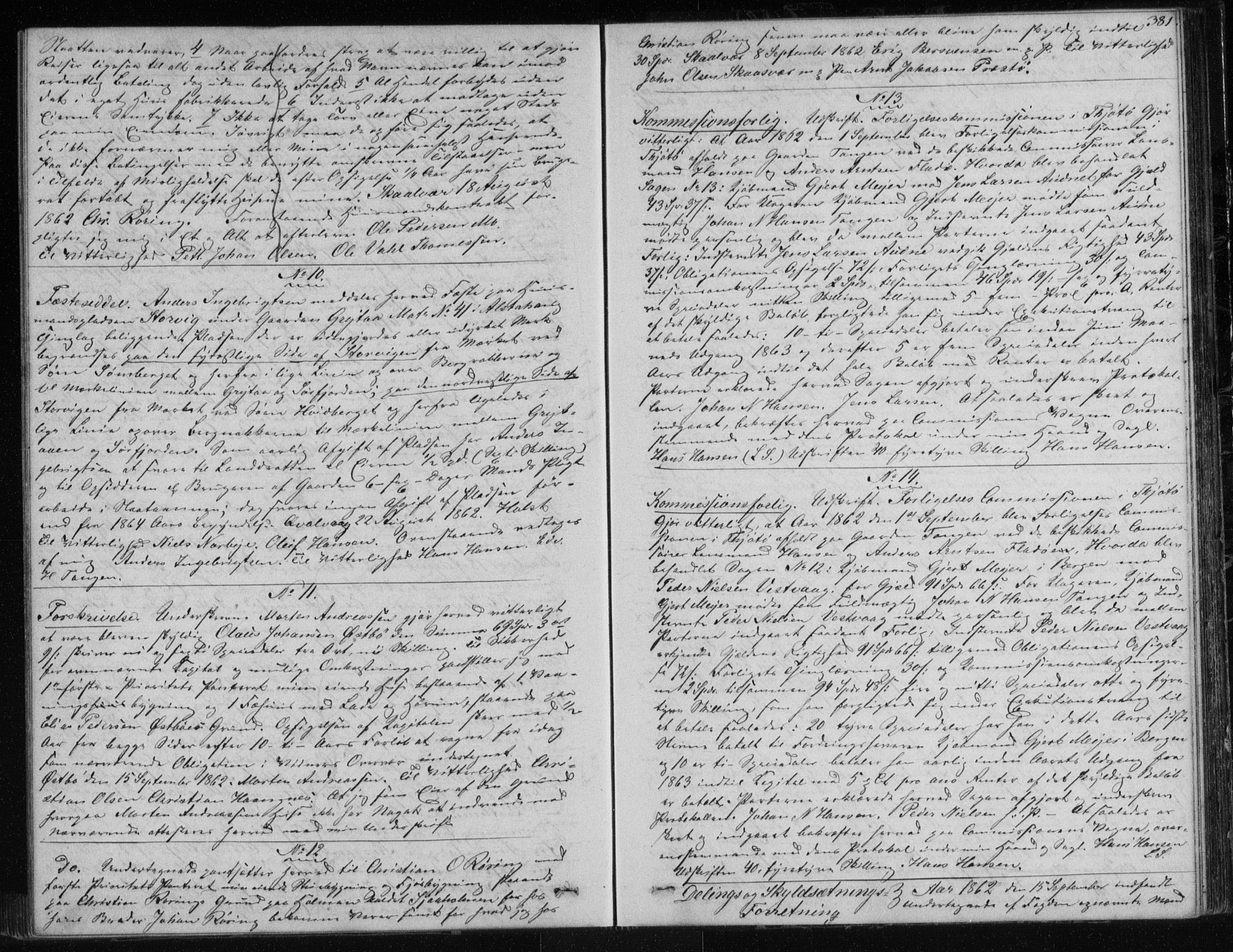 Søndre Helgeland sorenskriveri, AV/SAT-A-4575/1/2/2C/L0001: Mortgage book no. 12, 1860-1864, p. 381