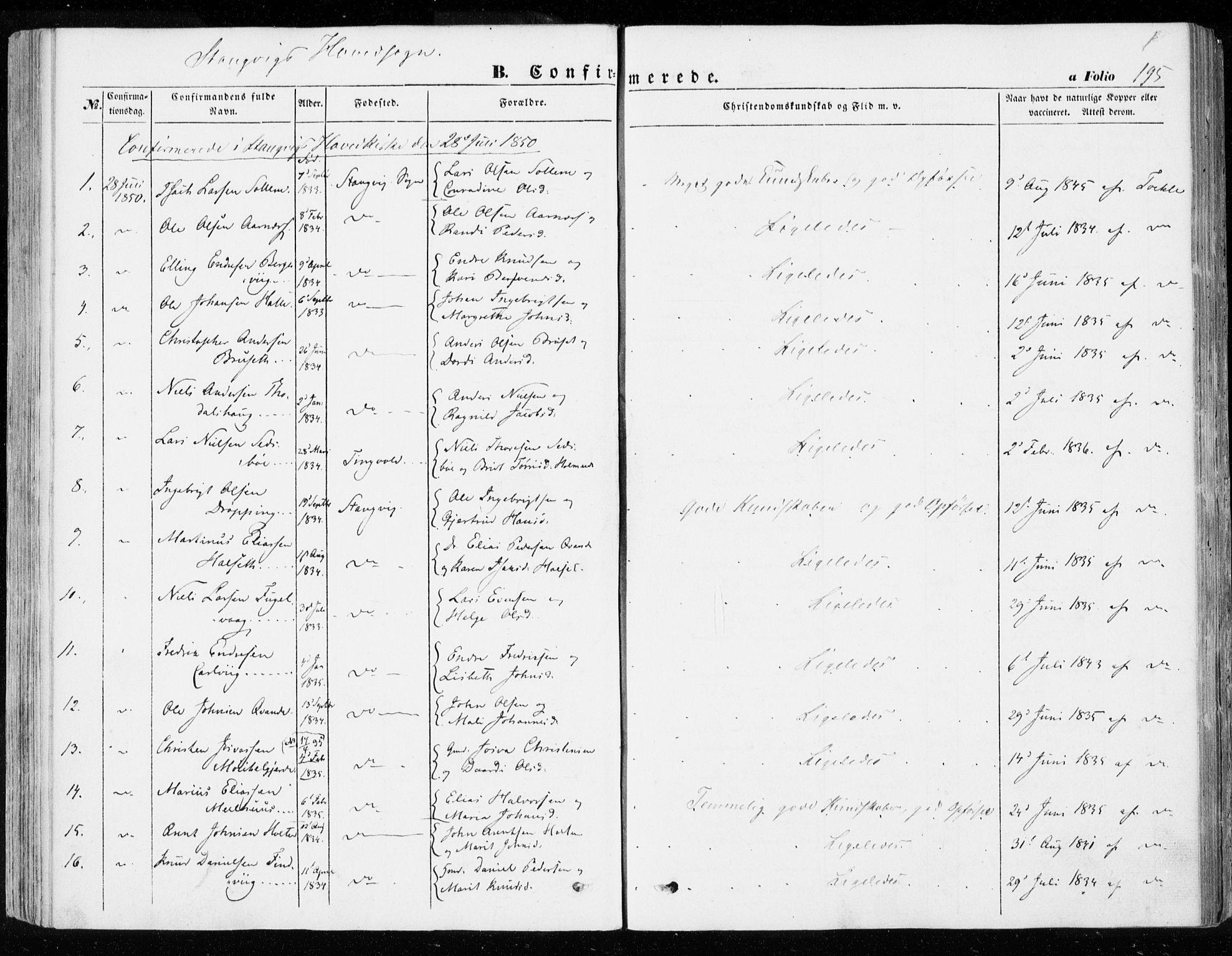 Ministerialprotokoller, klokkerbøker og fødselsregistre - Møre og Romsdal, AV/SAT-A-1454/592/L1026: Parish register (official) no. 592A04, 1849-1867, p. 195