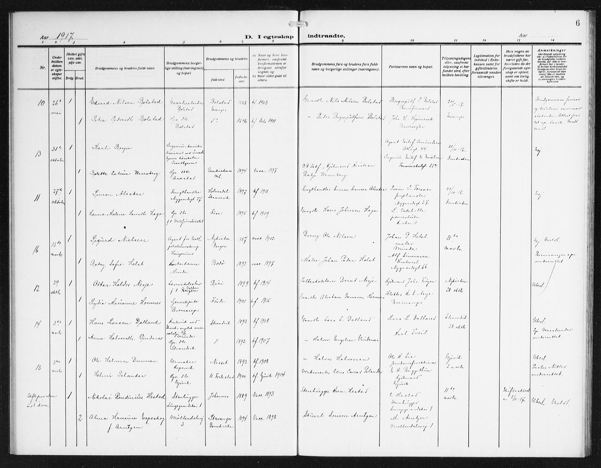 Domkirken sokneprestembete, SAB/A-74801/H/Haa/L0067: Curate's parish register no. A 5, 1915-1934, p. 6