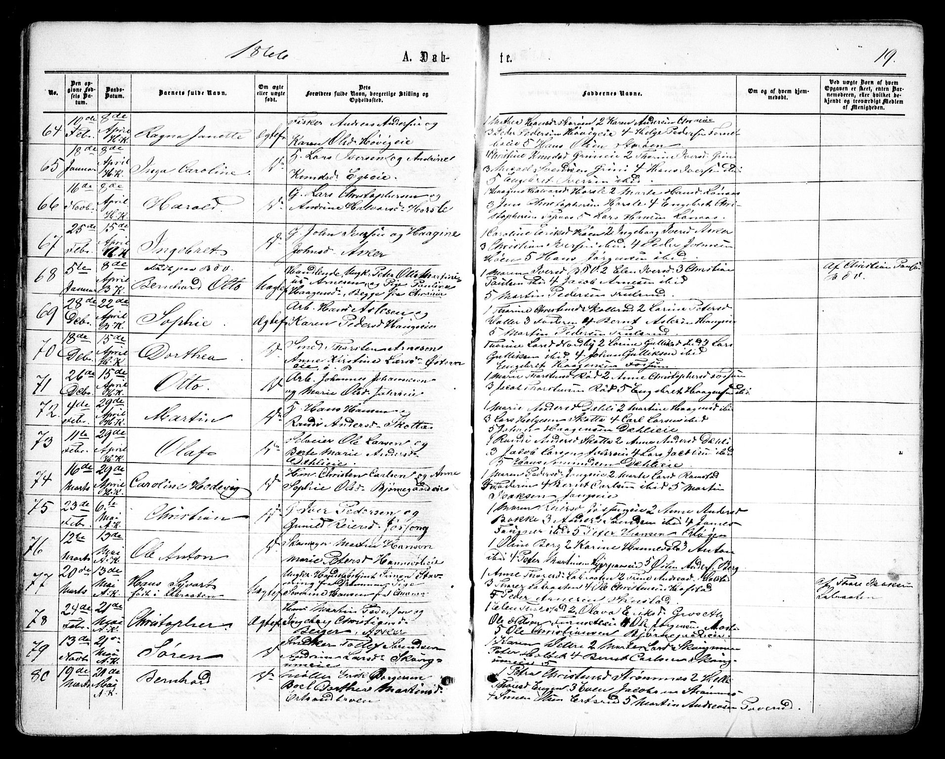 Asker prestekontor Kirkebøker, SAO/A-10256a/F/Fa/L0008: Parish register (official) no. I 8, 1865-1878, p. 19