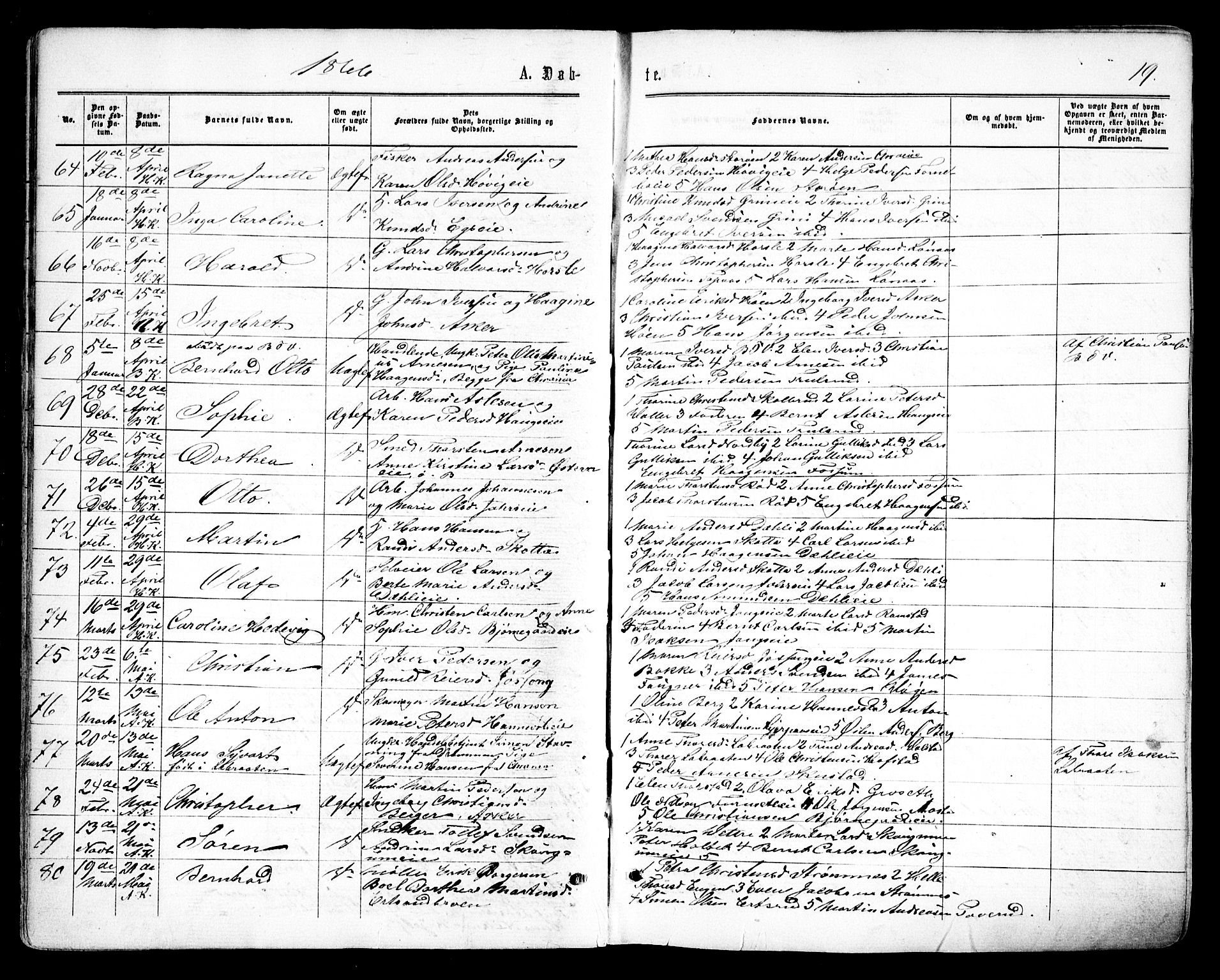 Asker prestekontor Kirkebøker, AV/SAO-A-10256a/F/Fa/L0008: Parish register (official) no. I 8, 1865-1878, p. 19