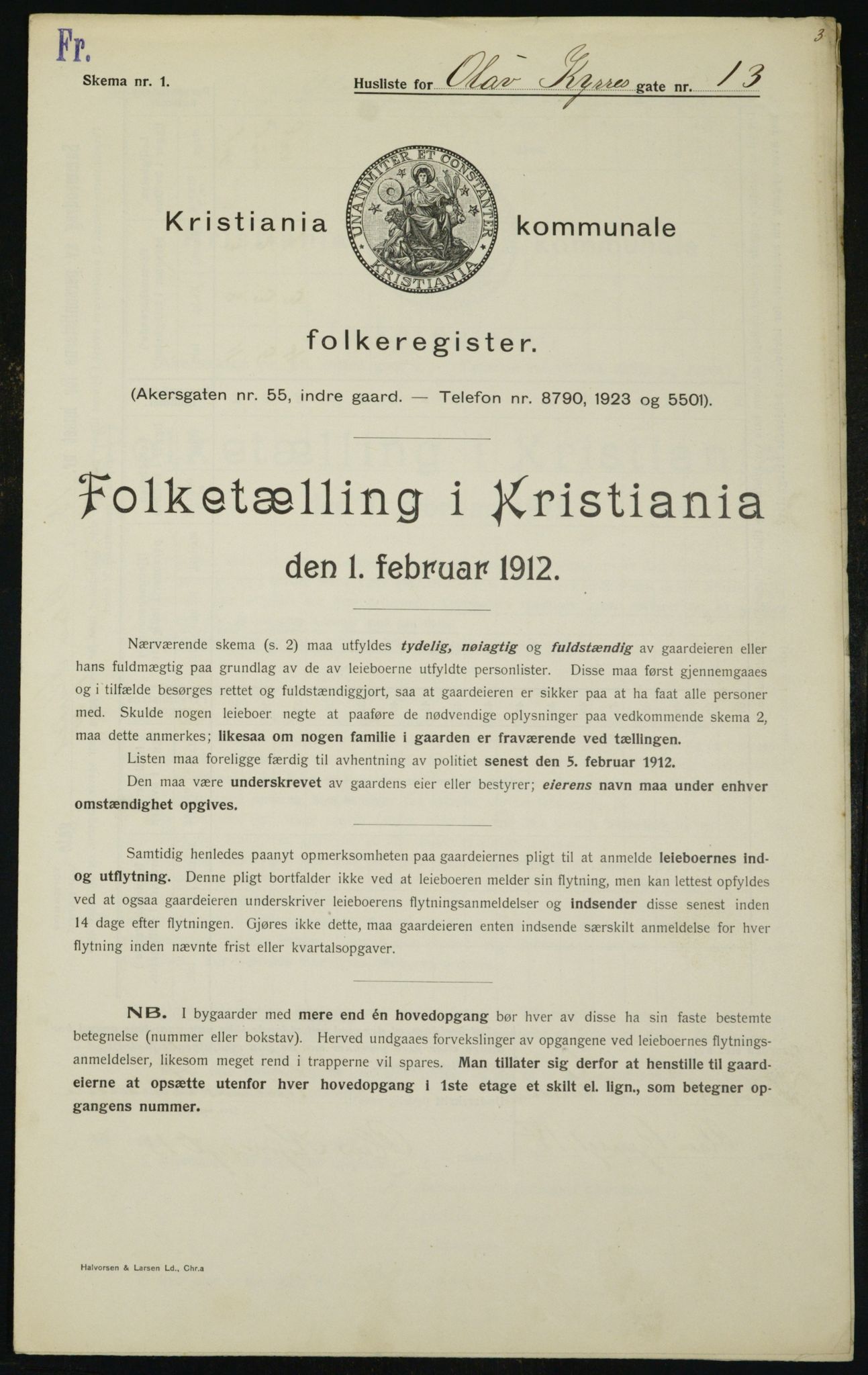 OBA, Municipal Census 1912 for Kristiania, 1912, p. 75998