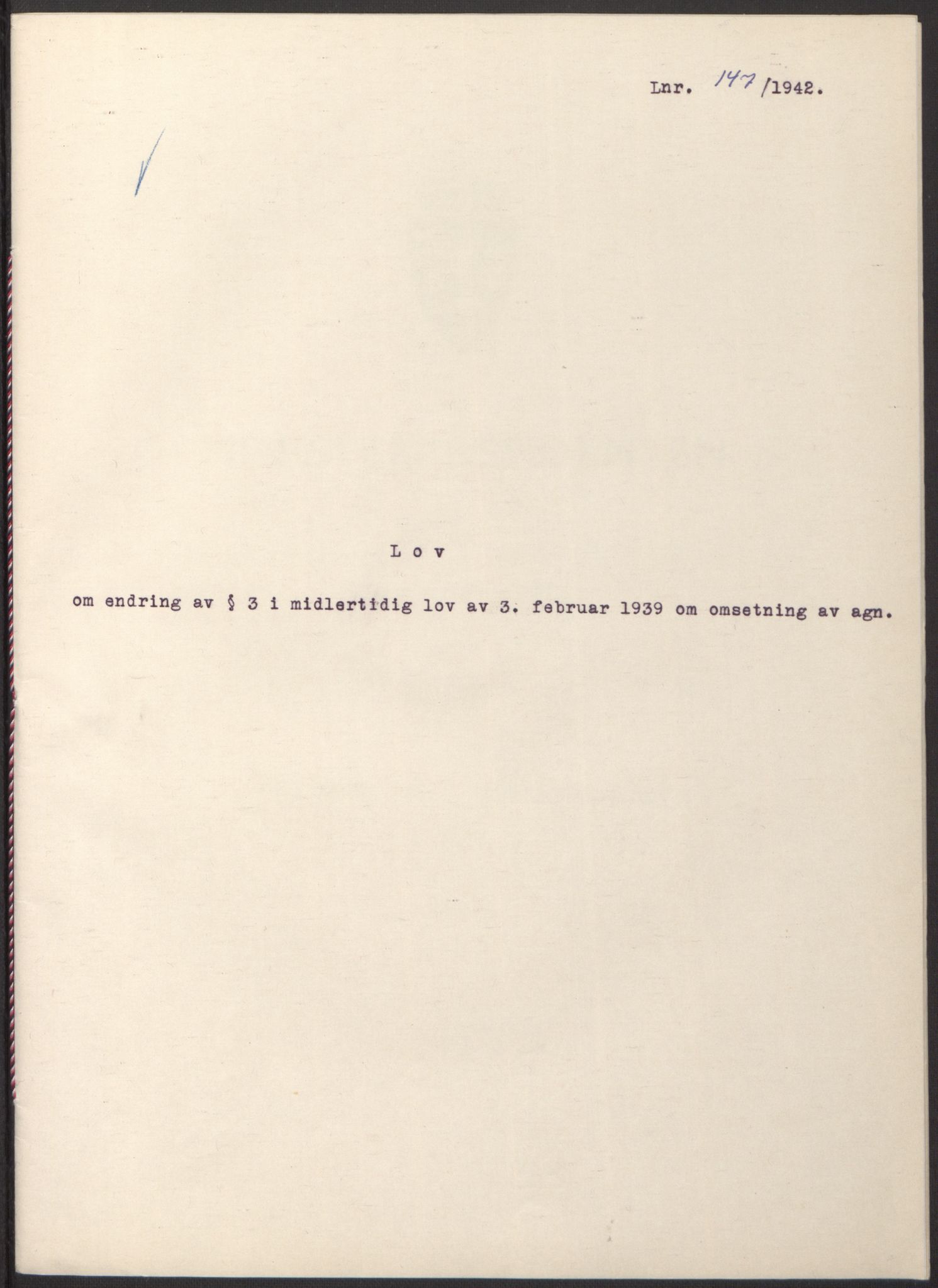 NS-administrasjonen 1940-1945 (Statsrådsekretariatet, de kommisariske statsråder mm), AV/RA-S-4279/D/Db/L0098: Lover II, 1942, p. 150