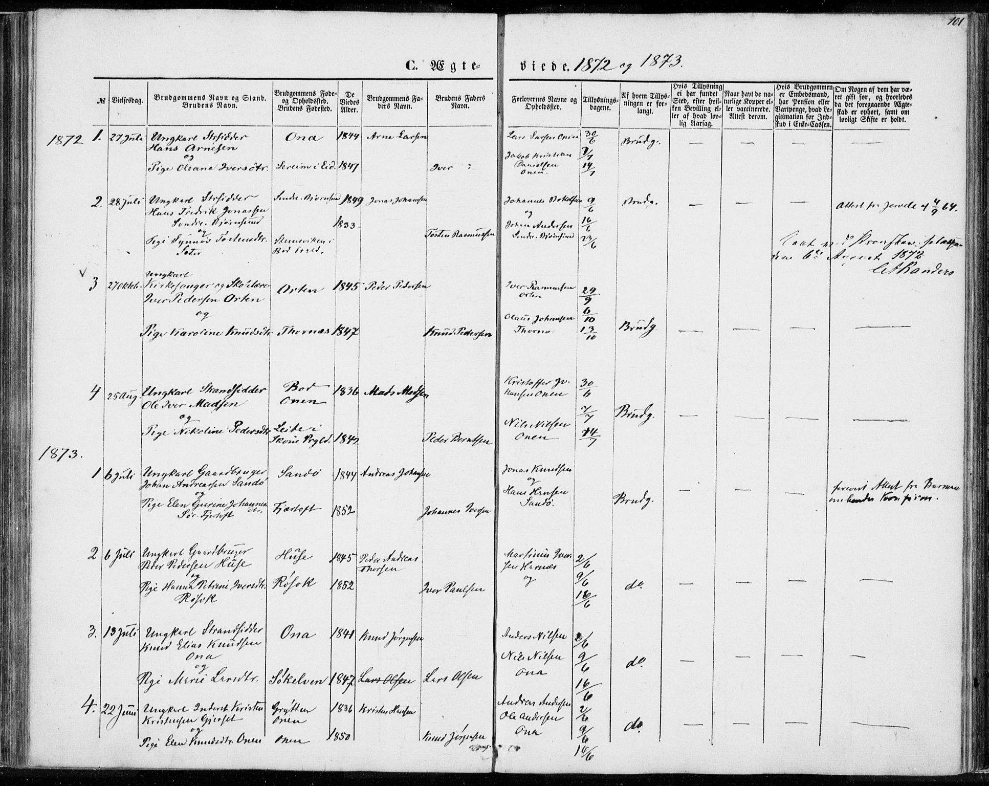 Ministerialprotokoller, klokkerbøker og fødselsregistre - Møre og Romsdal, AV/SAT-A-1454/561/L0728: Parish register (official) no. 561A02, 1858-1878, p. 101