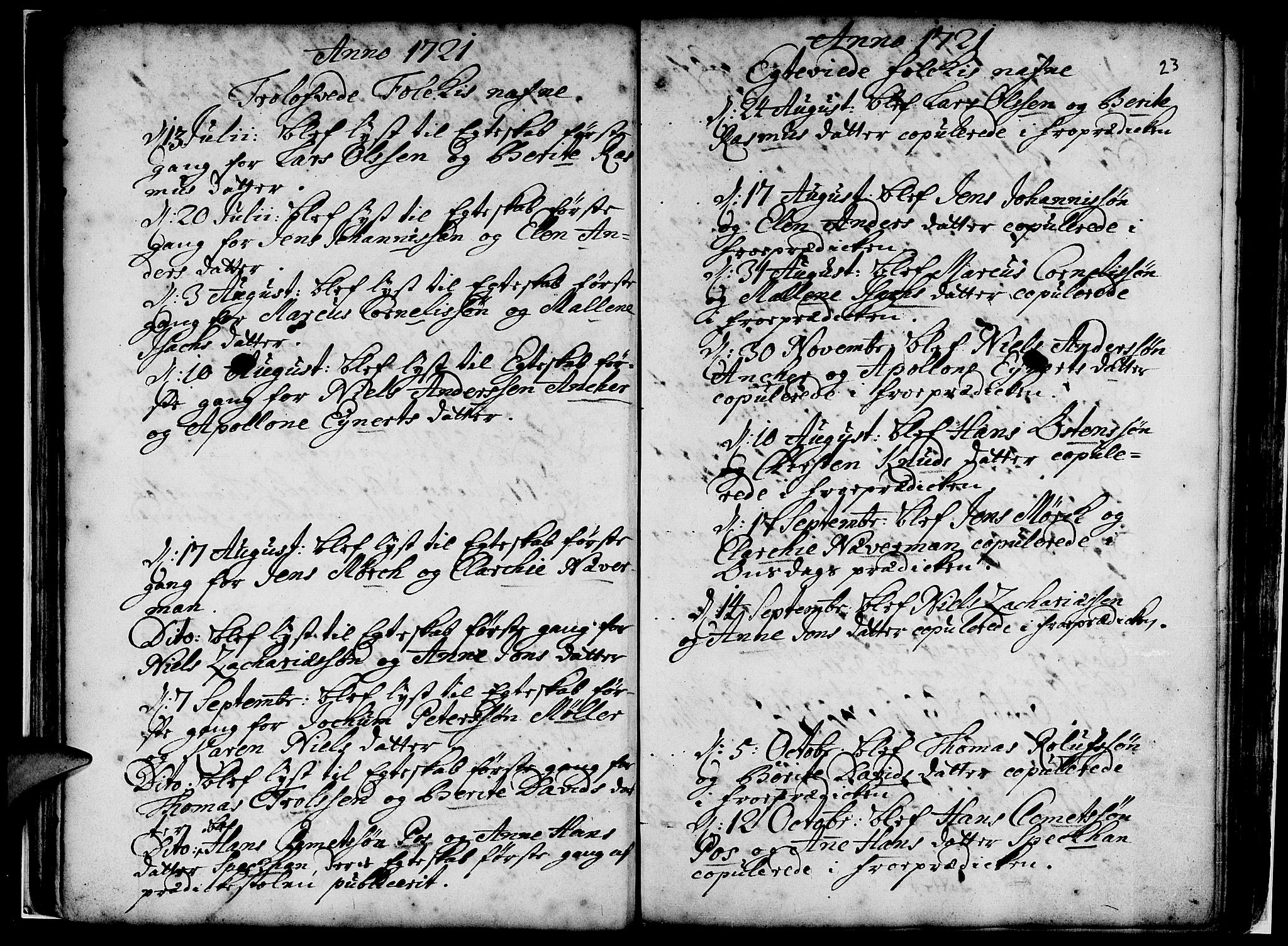 Nykirken Sokneprestembete, AV/SAB-A-77101/H/Haa/L0007: Parish register (official) no. A 7, 1719-1781, p. 23