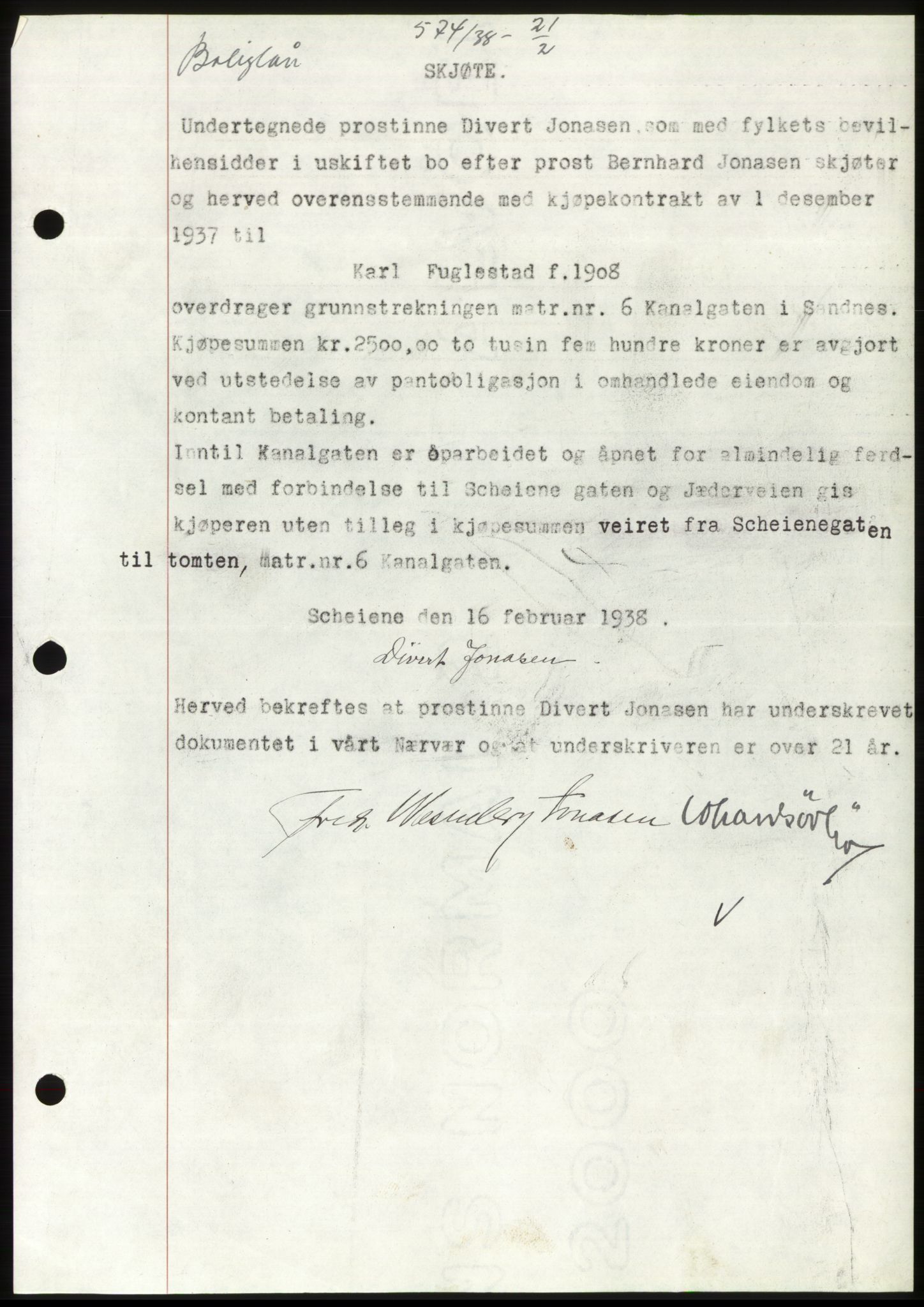 Jæren sorenskriveri, AV/SAST-A-100310/03/G/Gba/L0070: Mortgage book, 1938-1938, Diary no: : 574/1938