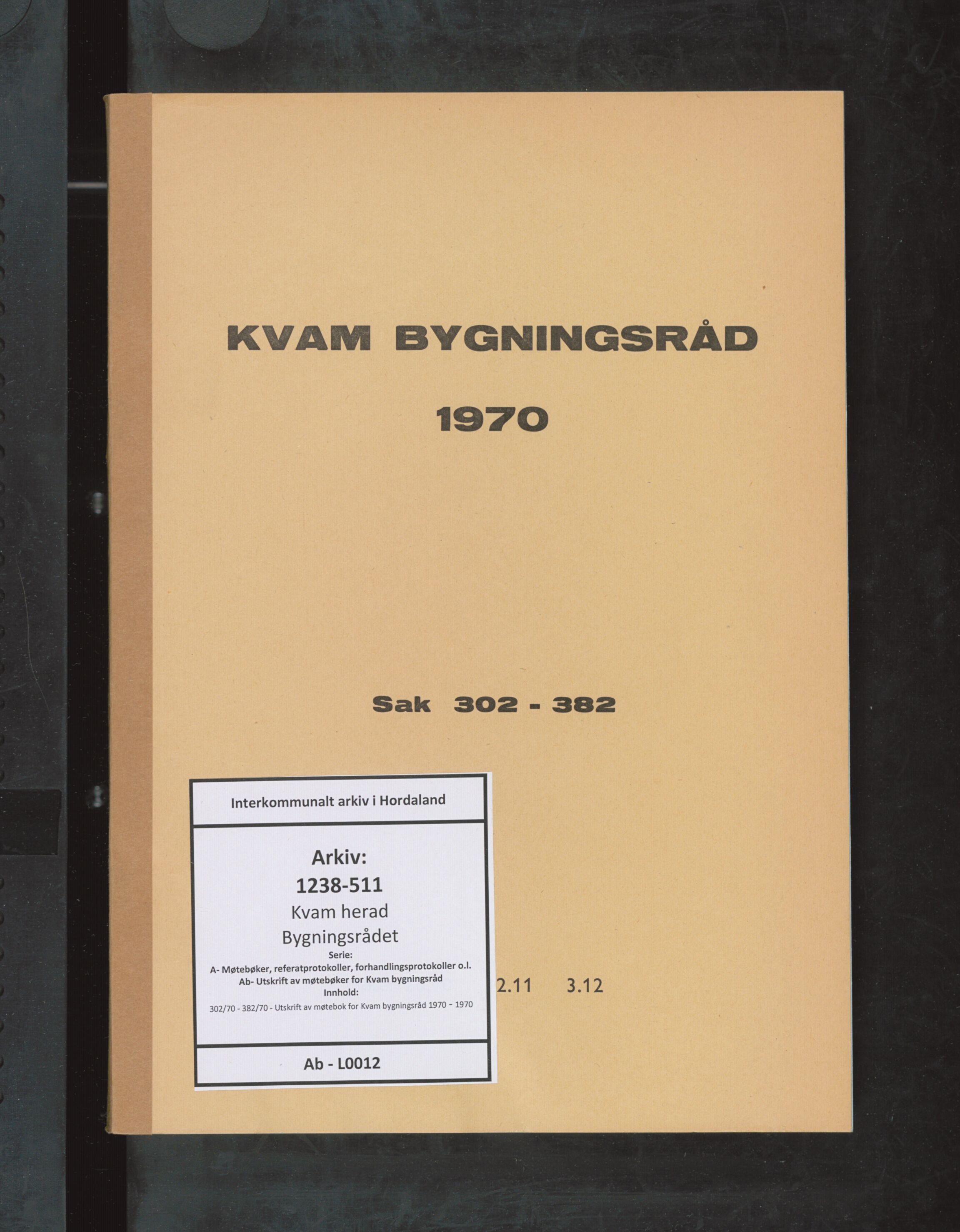 Kvam herad. Bygningsrådet, IKAH/1238-511/A/Ab/L0012: Utskrift av møtebok for Kvam bygningsråd, 1970