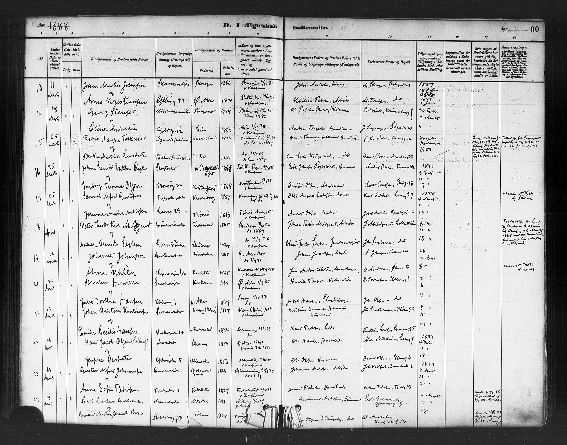 Petrus prestekontor Kirkebøker, AV/SAO-A-10872/F/Fa/L0002: Parish register (official) no. I 2, 1881-1896, p. 90