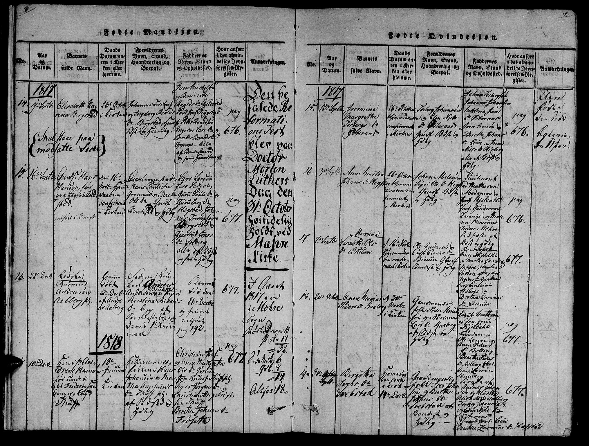 Ministerialprotokoller, klokkerbøker og fødselsregistre - Nord-Trøndelag, SAT/A-1458/735/L0333: Parish register (official) no. 735A04 /1, 1816-1824, p. 8-9