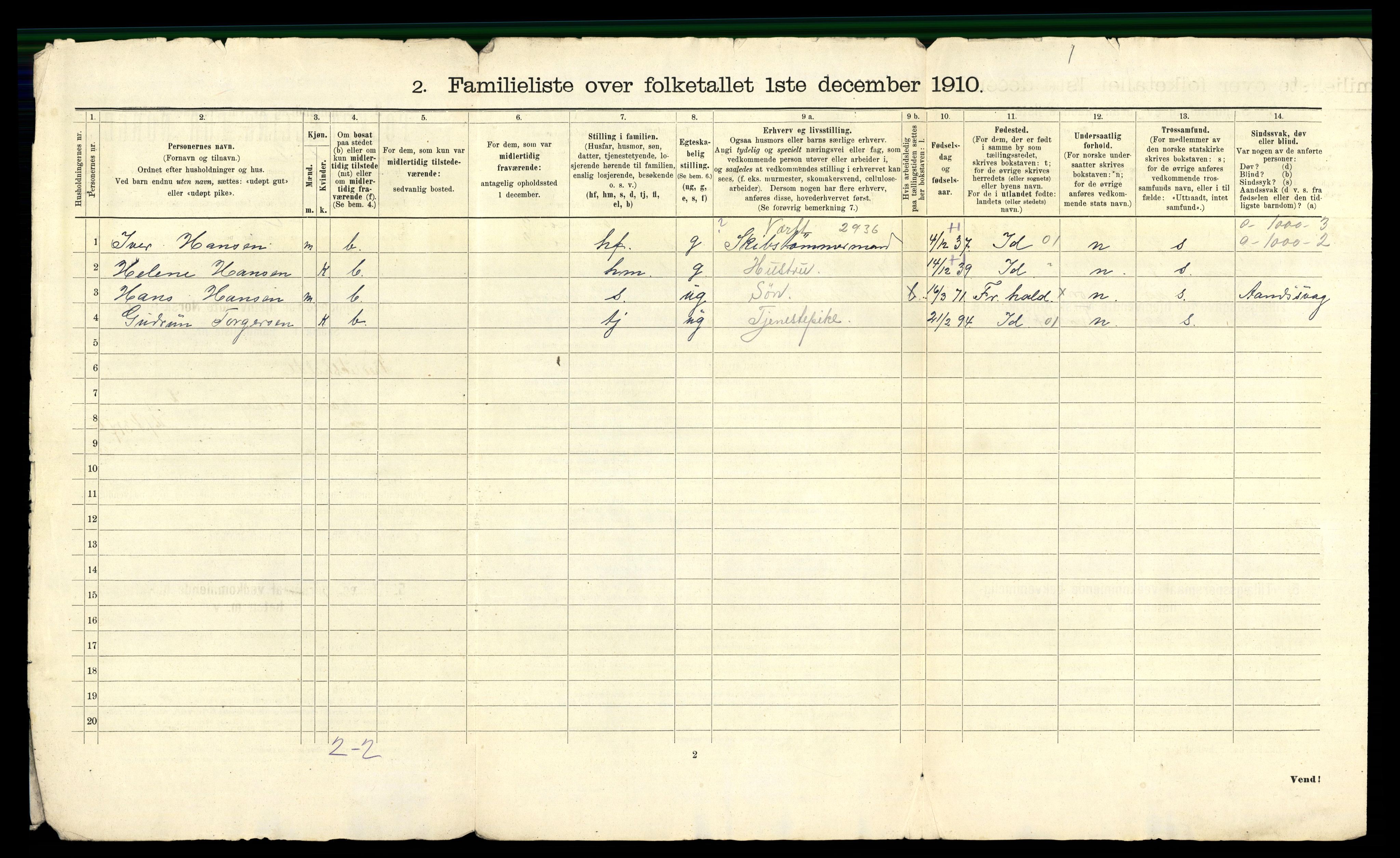 RA, 1910 census for Fredrikshald, 1910, p. 77