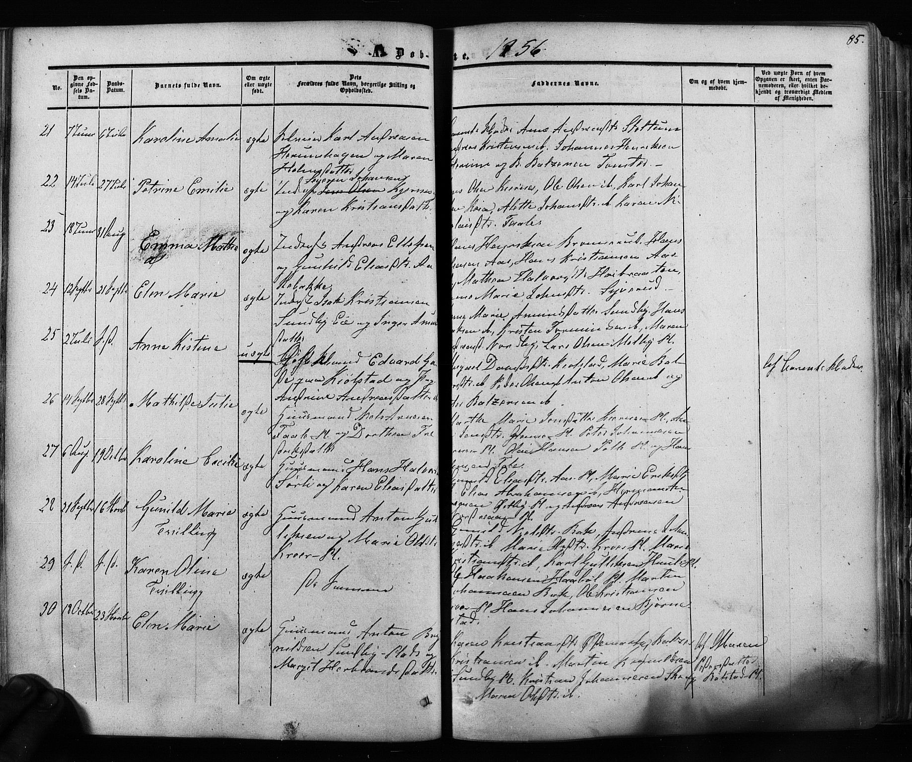 Ås prestekontor Kirkebøker, AV/SAO-A-10894/F/Fa/L0007: Parish register (official) no. I 7, 1854-1870, p. 85