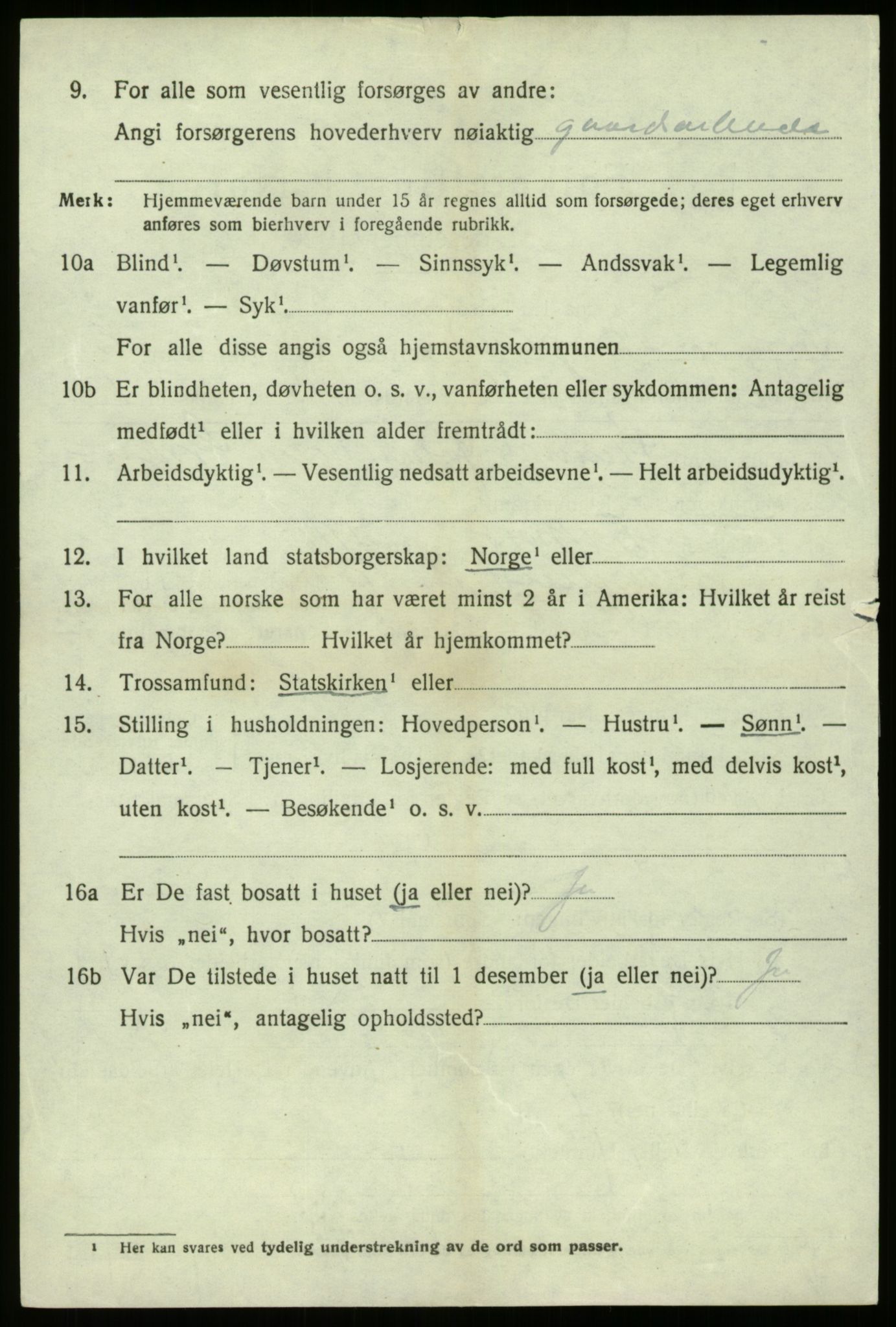 SAB, 1920 census for Borgund, 1920, p. 1089