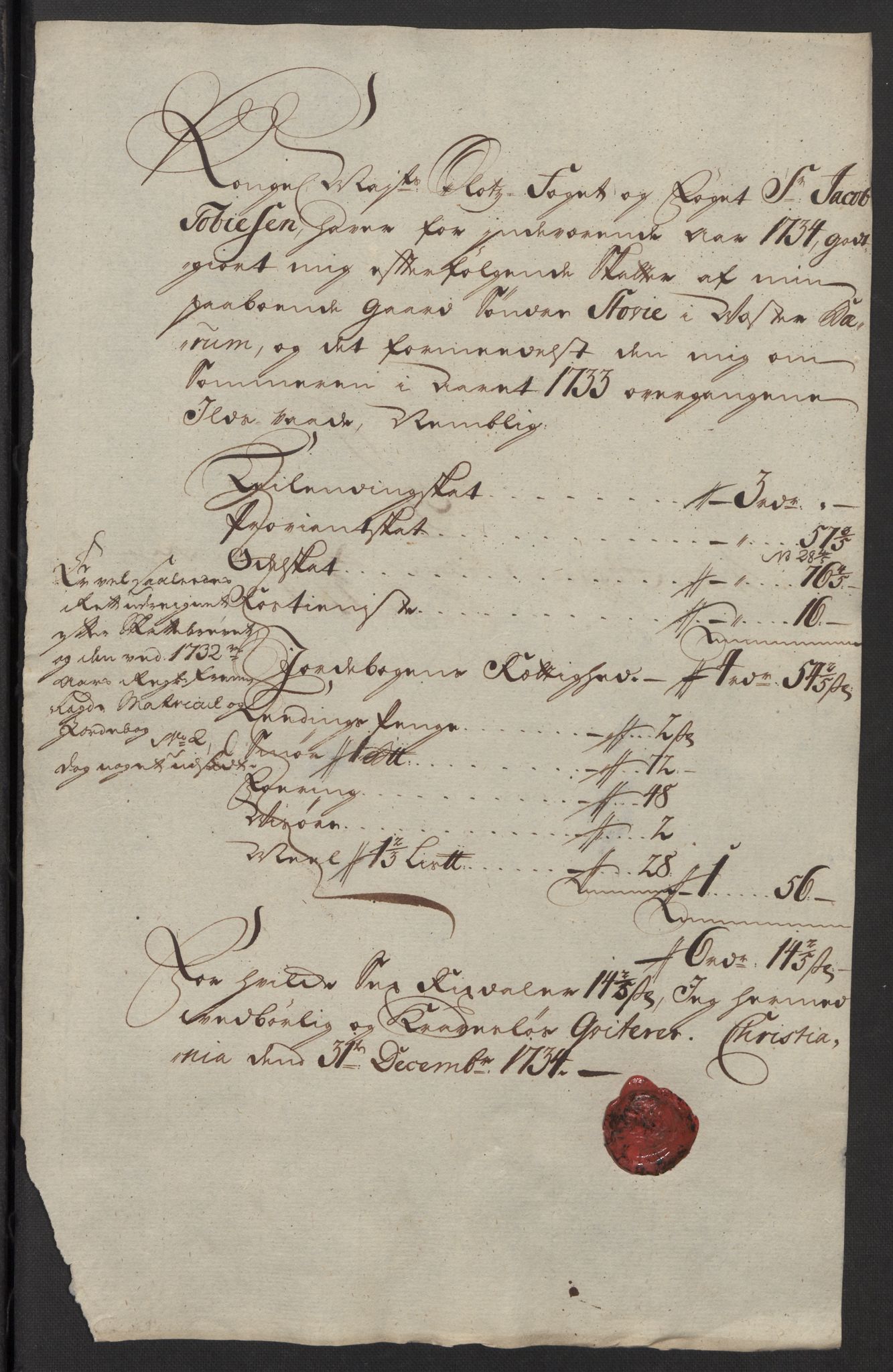 Rentekammeret inntil 1814, Reviderte regnskaper, Fogderegnskap, AV/RA-EA-4092/R10/L0473: Fogderegnskap Aker og Follo, 1734, p. 239