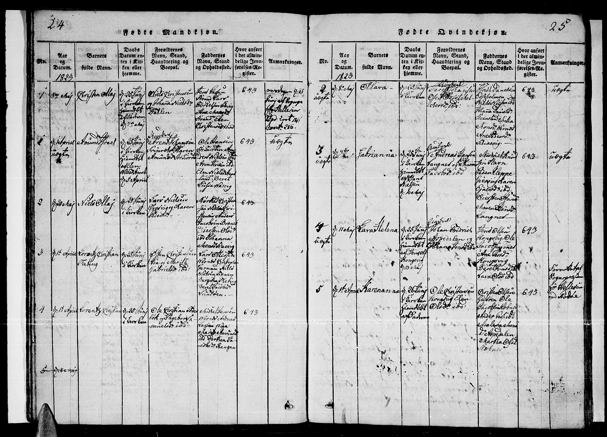 Ministerialprotokoller, klokkerbøker og fødselsregistre - Nordland, AV/SAT-A-1459/841/L0593: Parish register (official) no. 841A04 /1, 1820-1825, p. 24-25