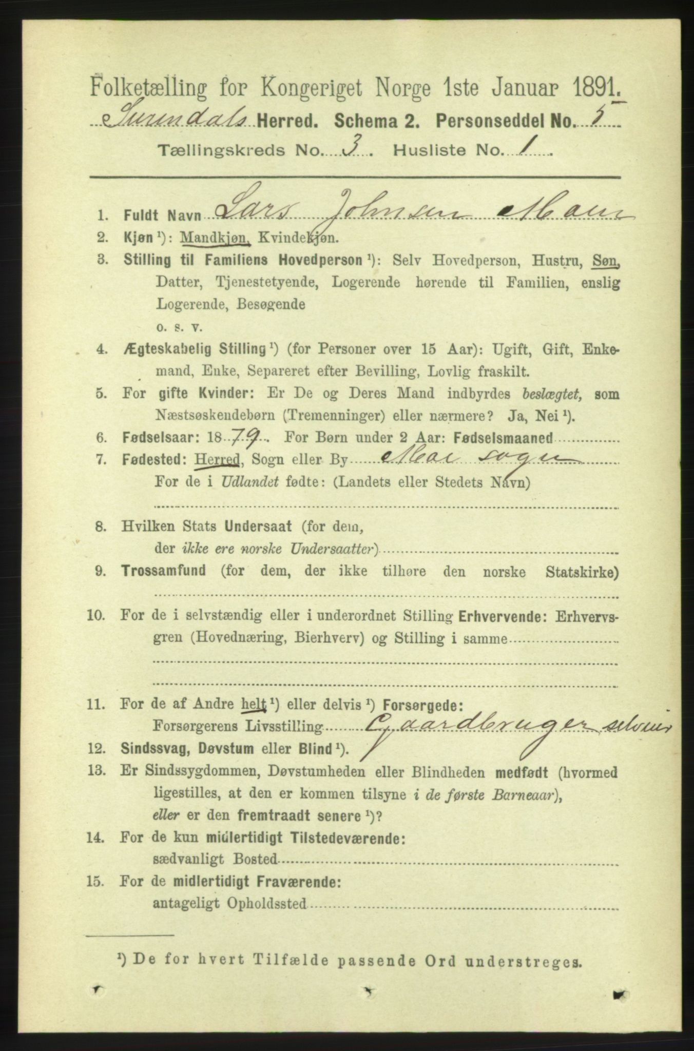 RA, 1891 census for 1566 Surnadal, 1891, p. 788