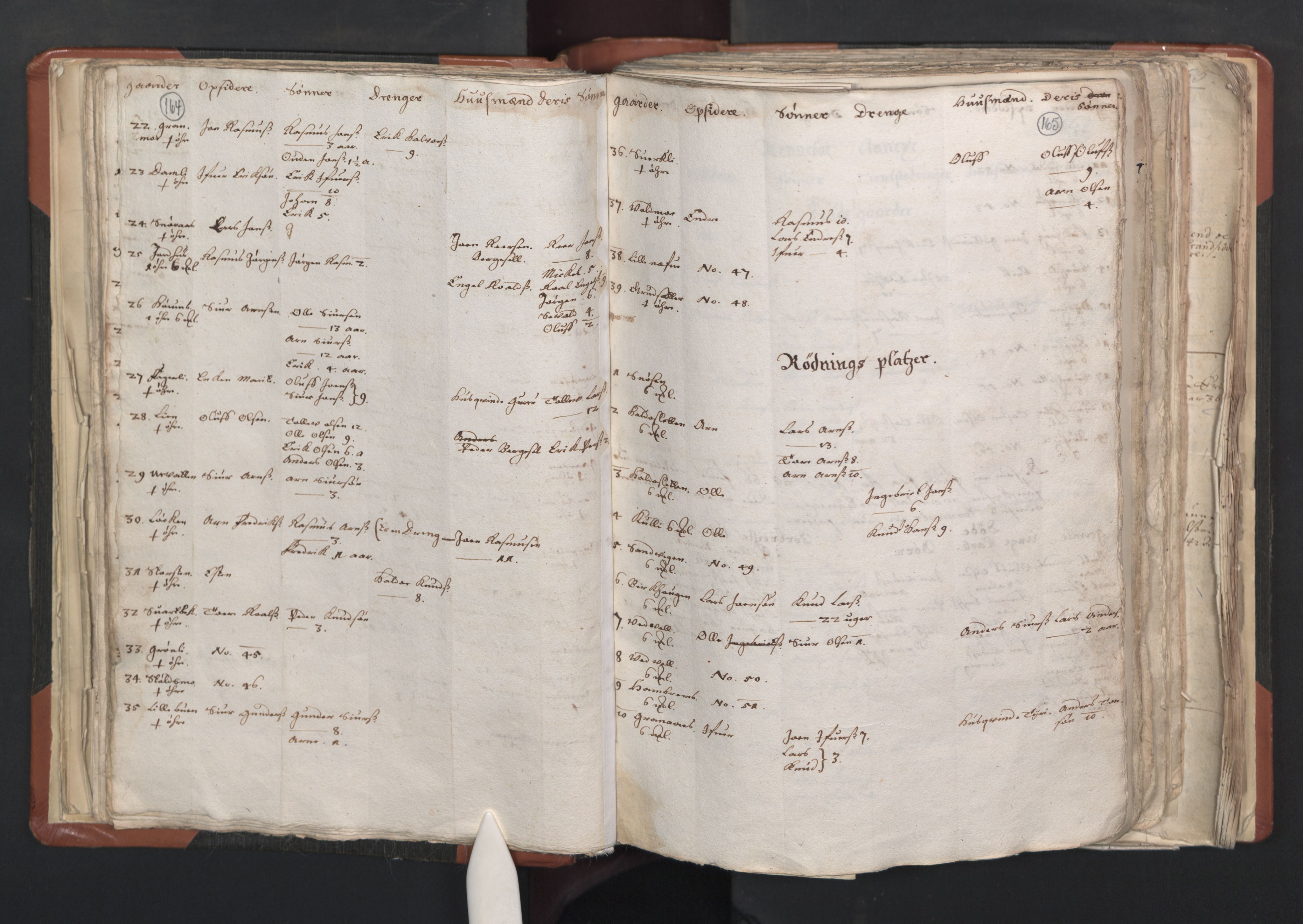 RA, Vicar's Census 1664-1666, no. 31: Dalane deanery, 1664-1666, p. 164-165