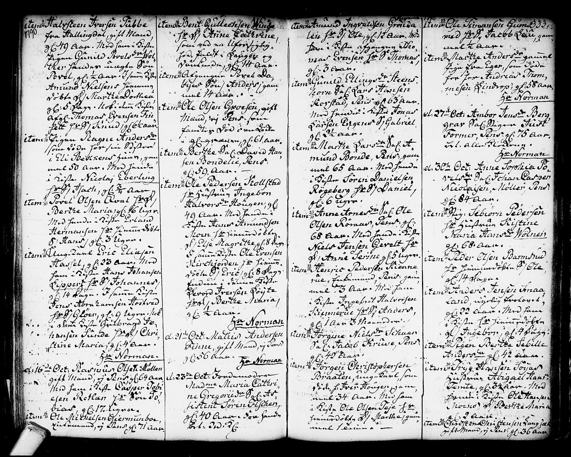 Kongsberg kirkebøker, SAKO/A-22/F/Fa/L0006: Parish register (official) no. I 6, 1783-1797, p. 333