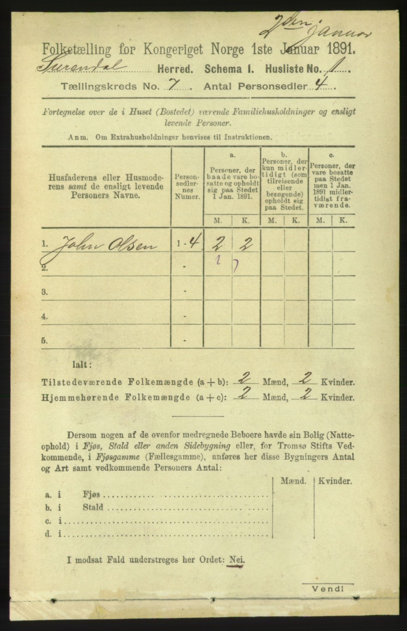 RA, 1891 census for 1566 Surnadal, 1891, p. 1809