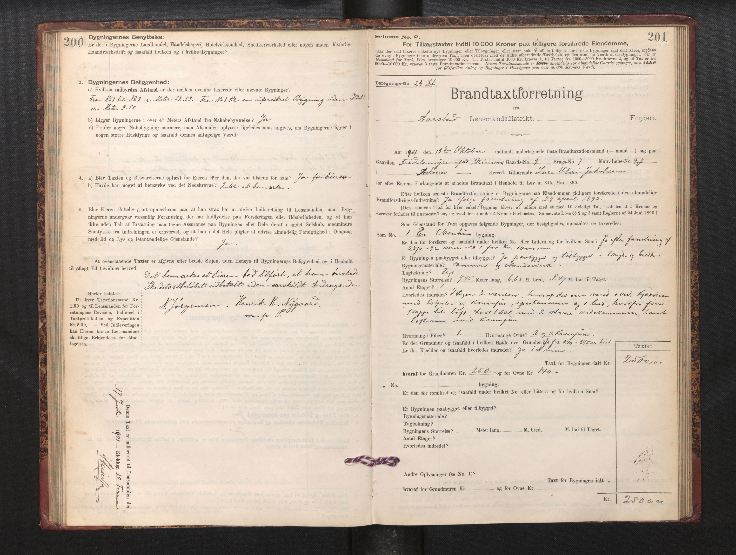 Lensmannen i Årstad, SAB/A-36201/0012/L0012: Branntakstprotokoll,skjematakst, 1898-1906, p. 200-201