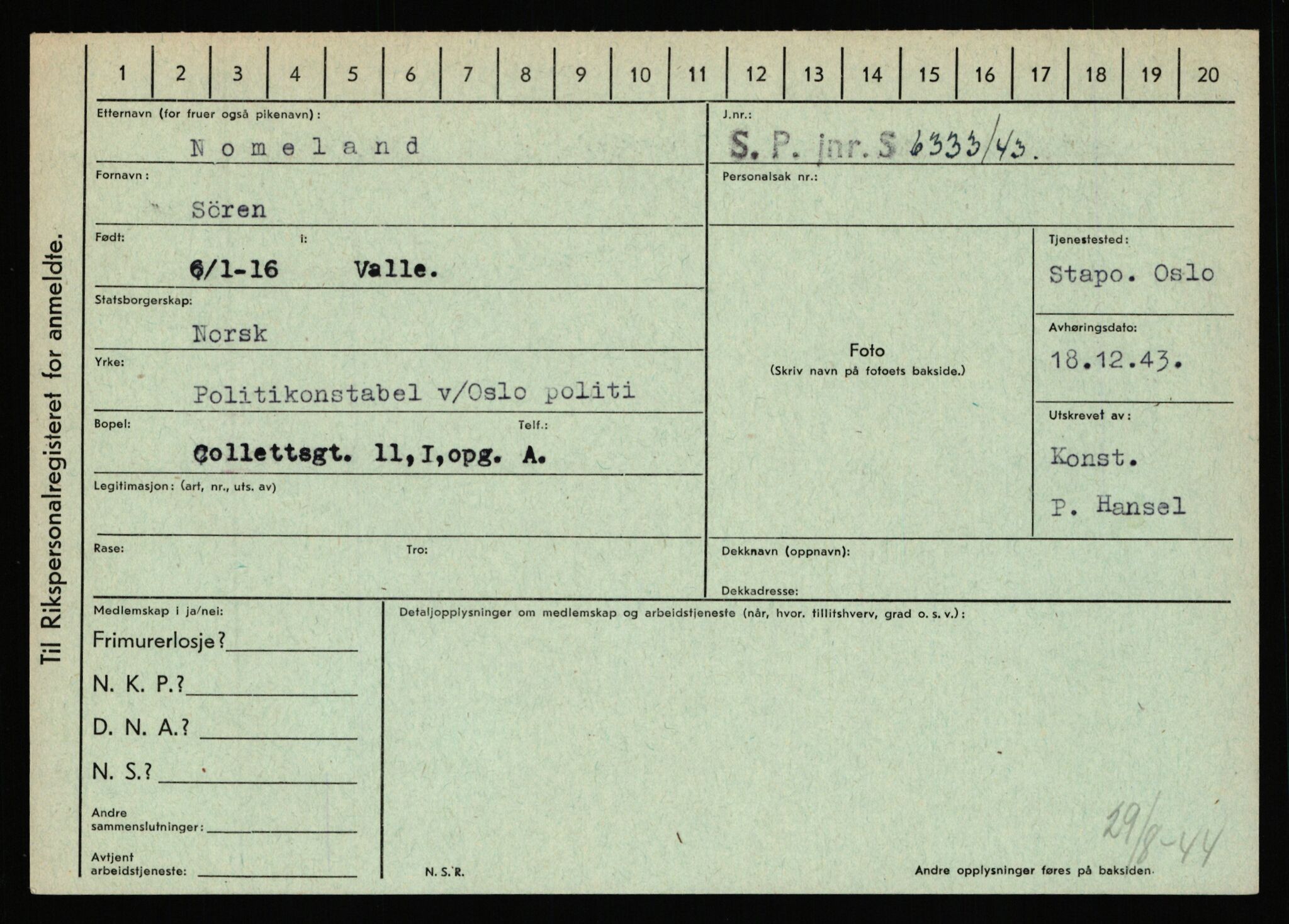 Statspolitiet - Hovedkontoret / Osloavdelingen, AV/RA-S-1329/C/Ca/L0011: Molberg - Nøstvold, 1943-1945, p. 4424