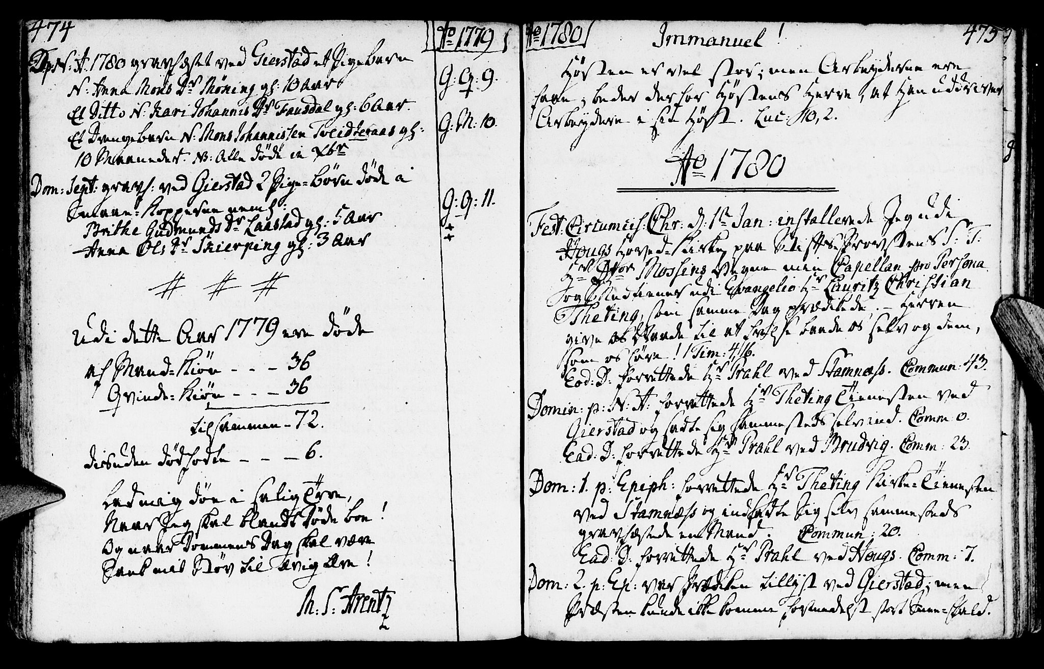 Haus sokneprestembete, AV/SAB-A-75601/H/Haa: Parish register (official) no. A 9, 1767-1781, p. 474-475