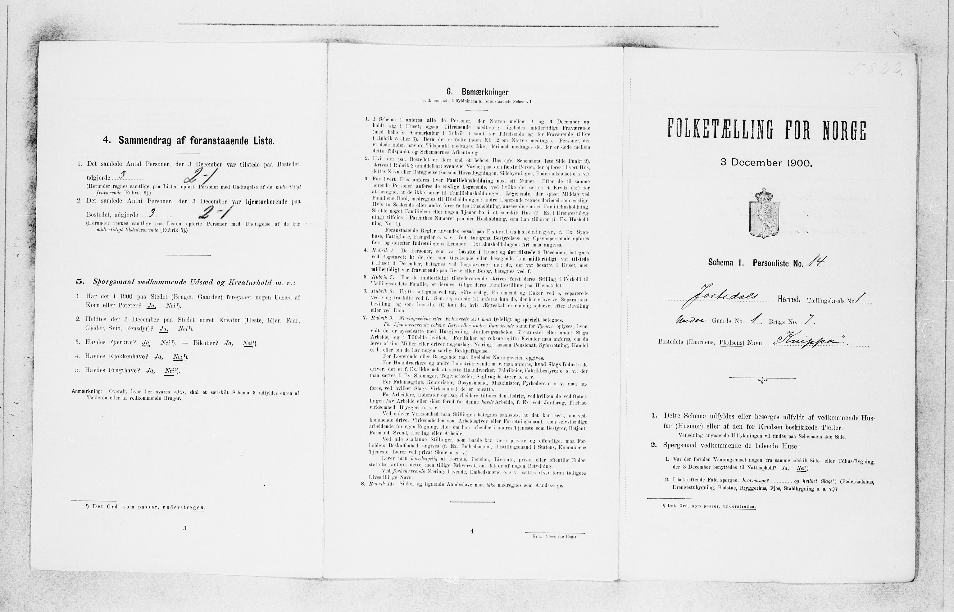 SAB, 1900 census for Jostedal, 1900, p. 53