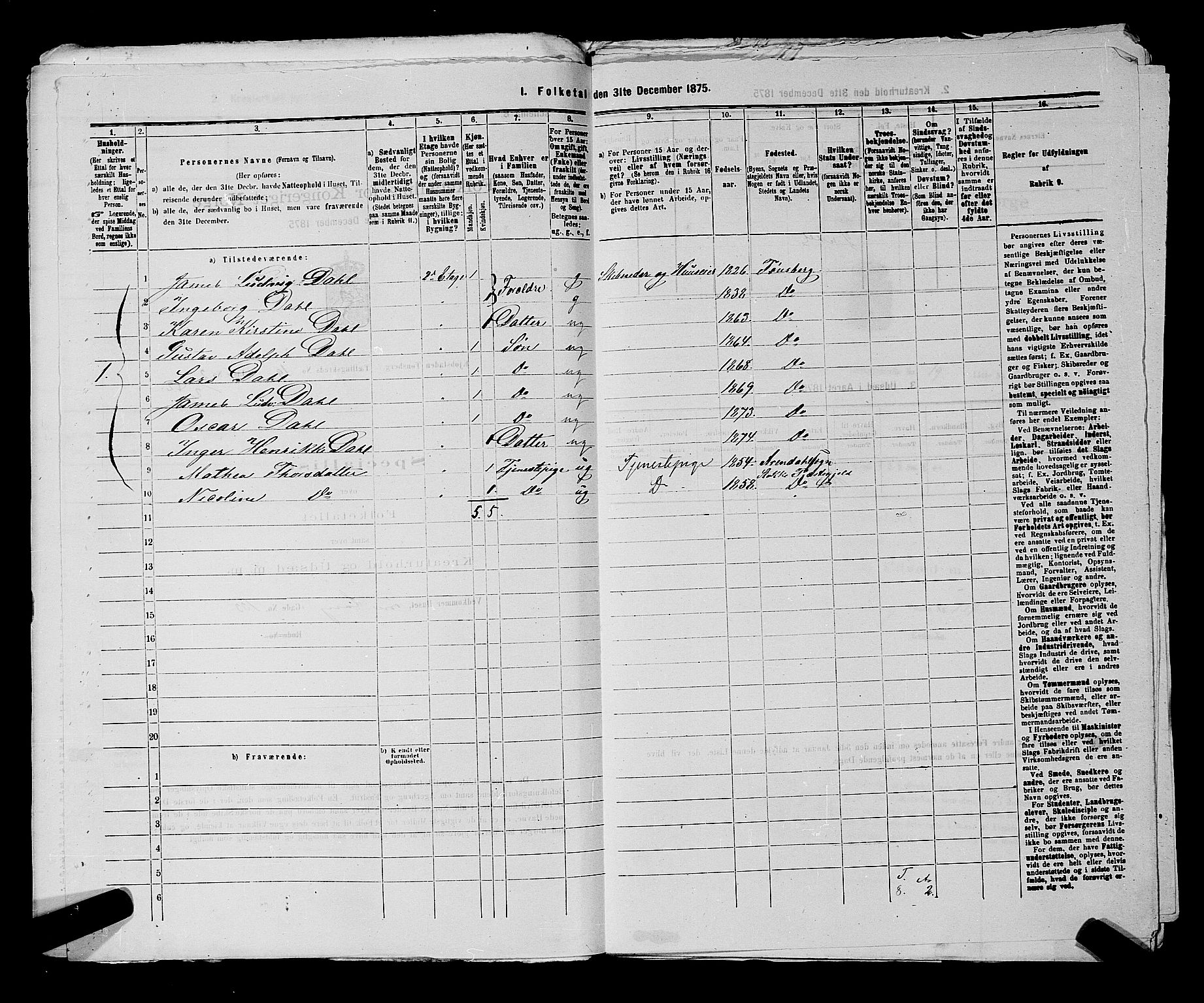 SAKO, 1875 census for 0705P Tønsberg, 1875, p. 597